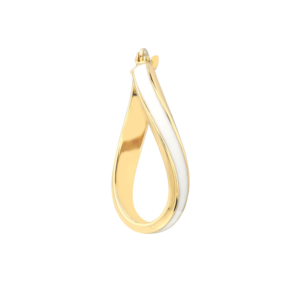 Enamel Oval Twist Hoops 14K Yellow Gold
