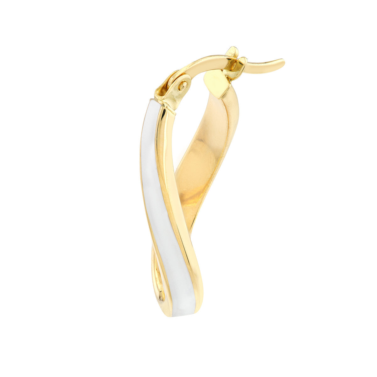 Enamel Oval Twist Hoops 14K Yellow Gold