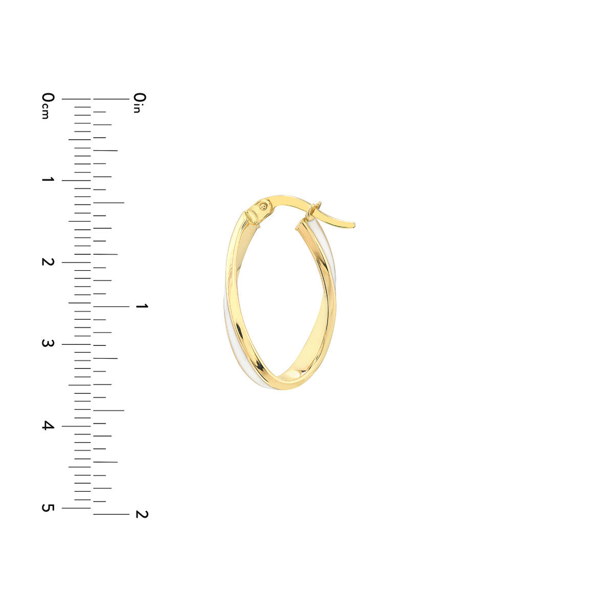 Enamel Oval Twist Hoops 14K Yellow Gold
