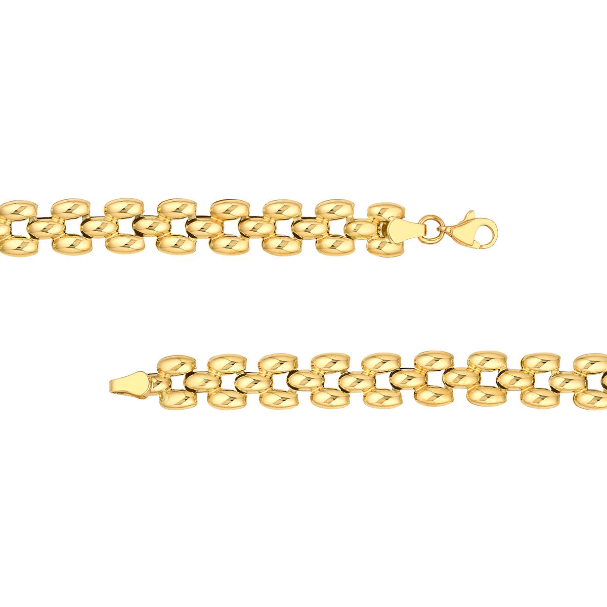 Multi Row Polished Chain 14K Yellow Gold