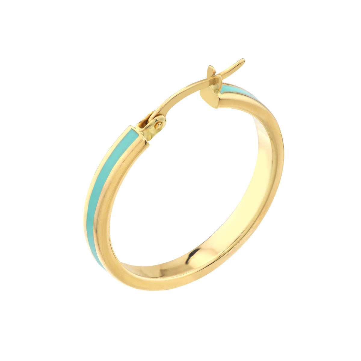 Colorful Enamel Round Hoops 14K Yellow Gold