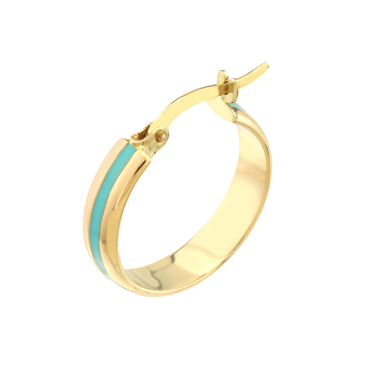 Colorful Enamel Round Hoops 14K Yellow Gold