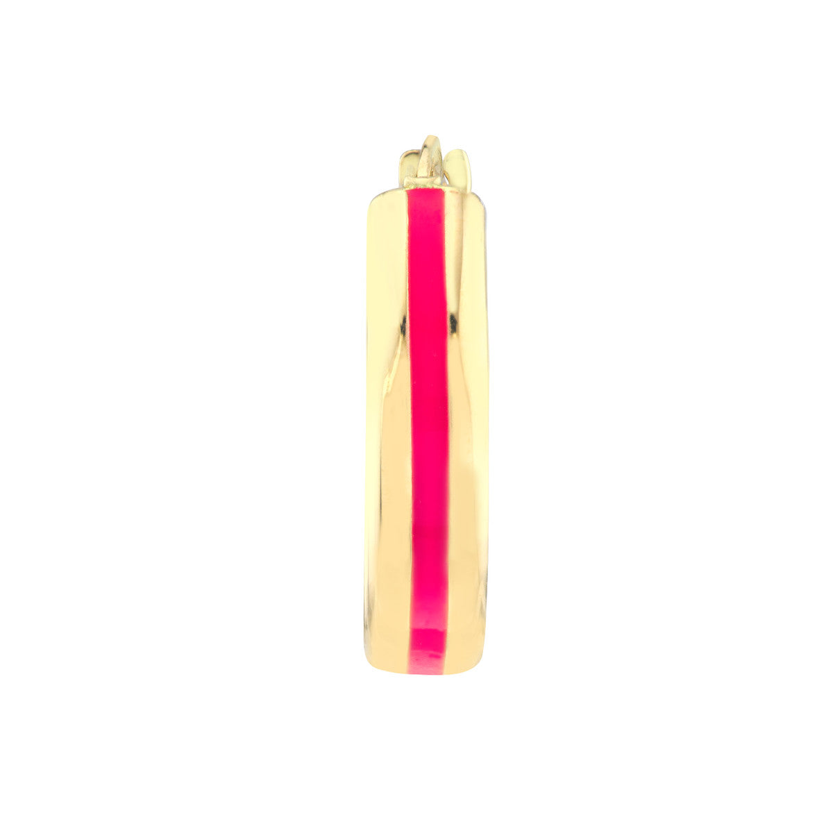 Medium Enamel Round Hoops 14K Yellow Gold
