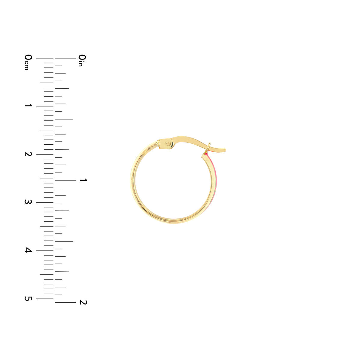 Medium Enamel Round Hoops 14K Yellow Gold