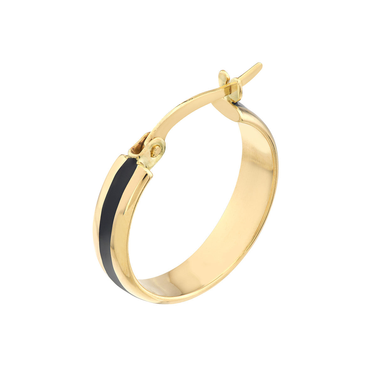 Medium Enamel Round Hoops 14K Yellow Gold
