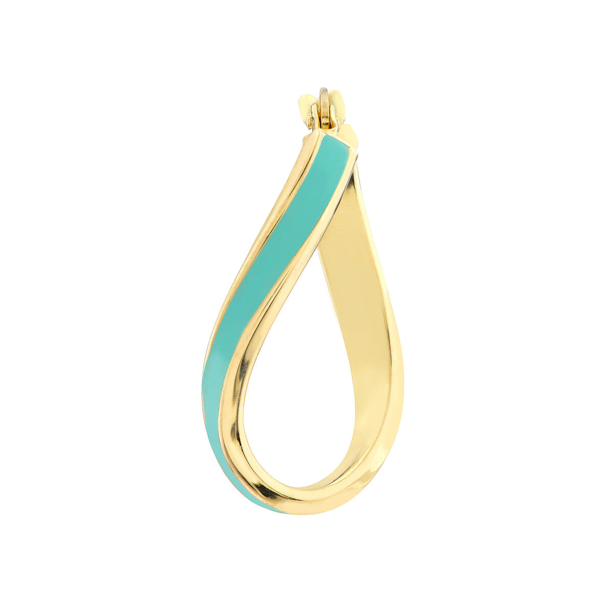 Enamel Oval Twist Hoops 14K Yellow Gold