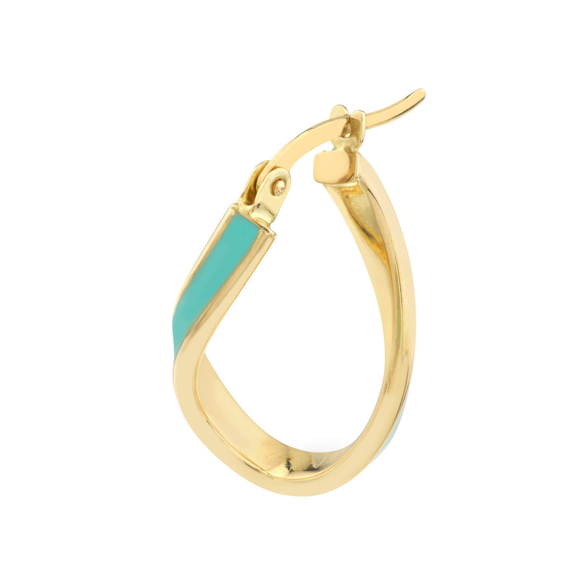 Enamel Oval Twist Hoops 14K Yellow Gold