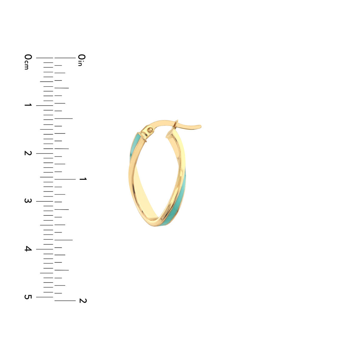 Enamel Oval Twist Hoops 14K Yellow Gold
