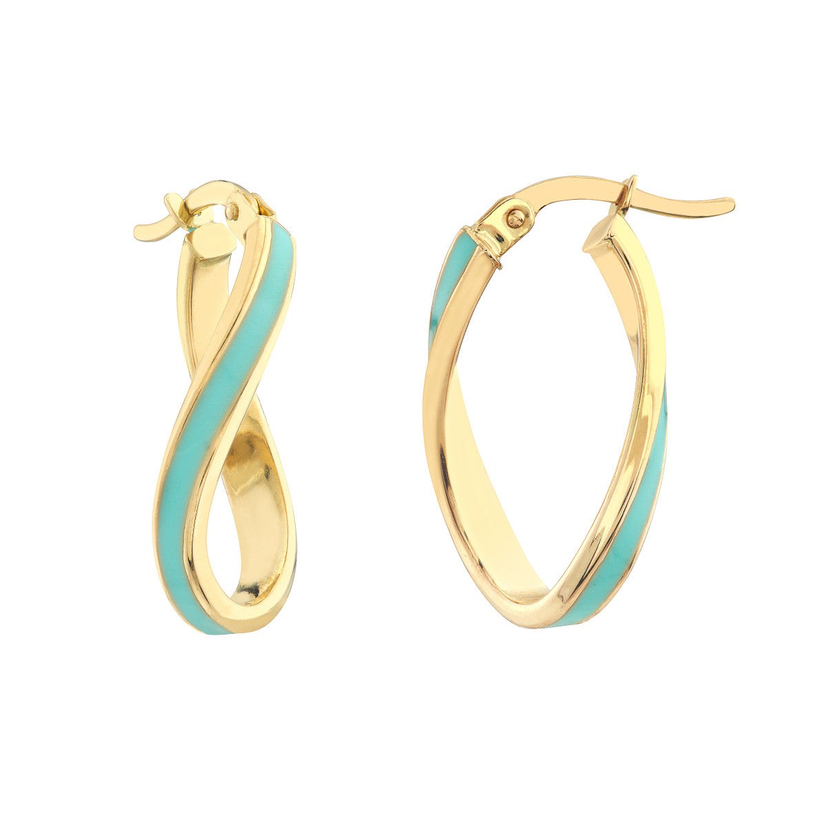 Enamel Oval Twist Hoops 14K Yellow Gold