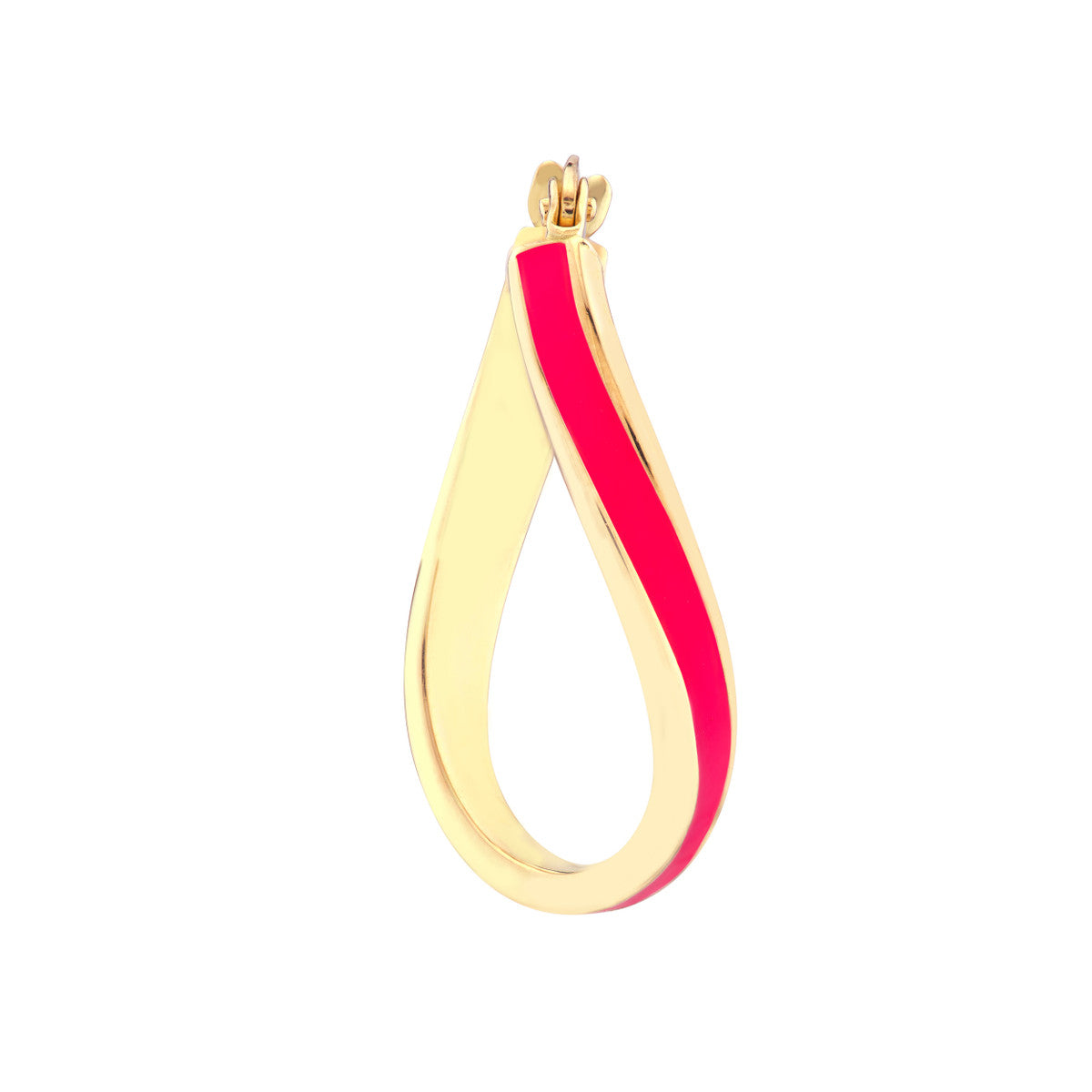 Enamel Oval Twist Hoops 14K Yellow Gold