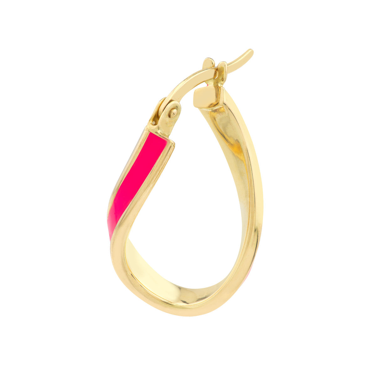 Enamel Oval Twist Hoops 14K Yellow Gold