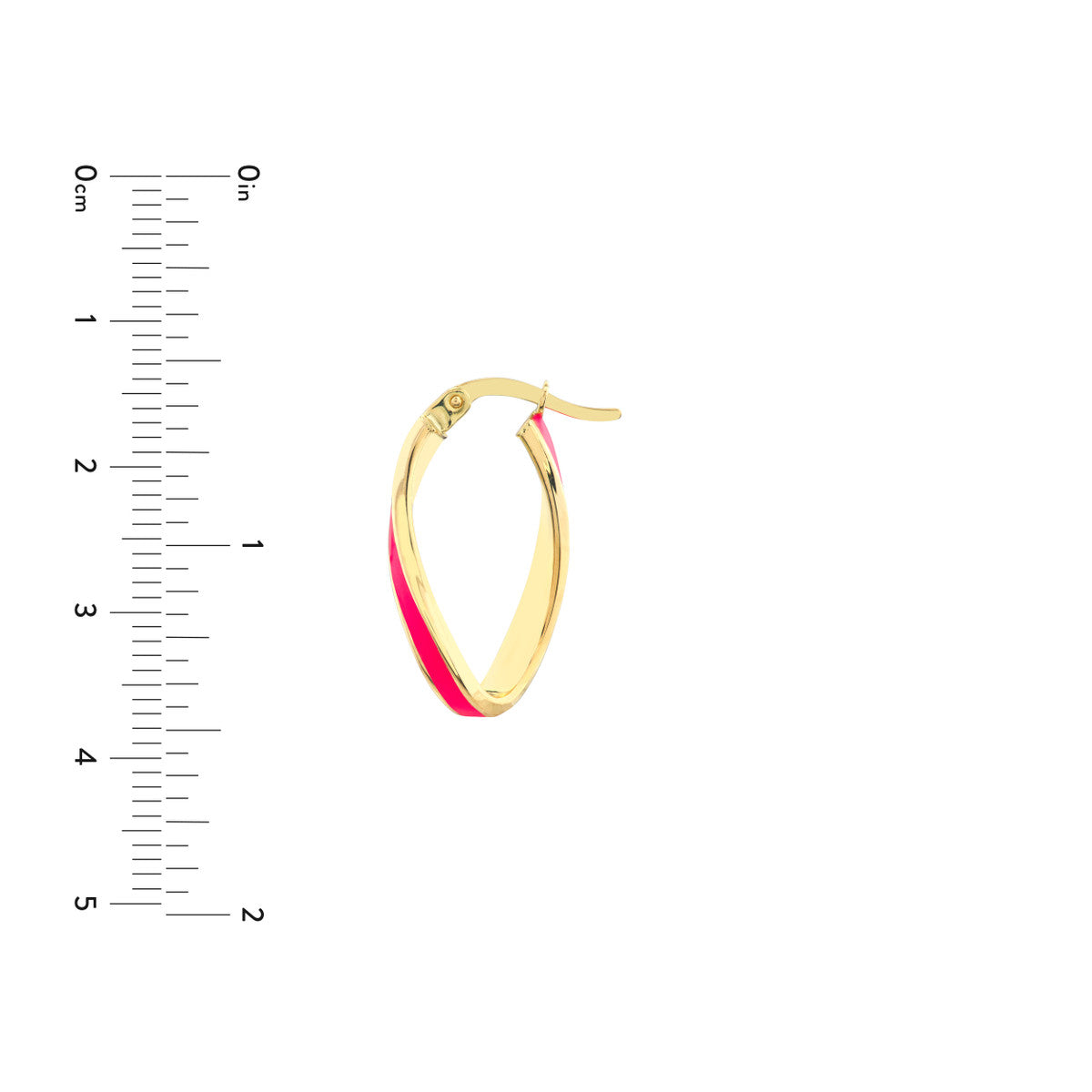 Enamel Oval Twist Hoops 14K Yellow Gold