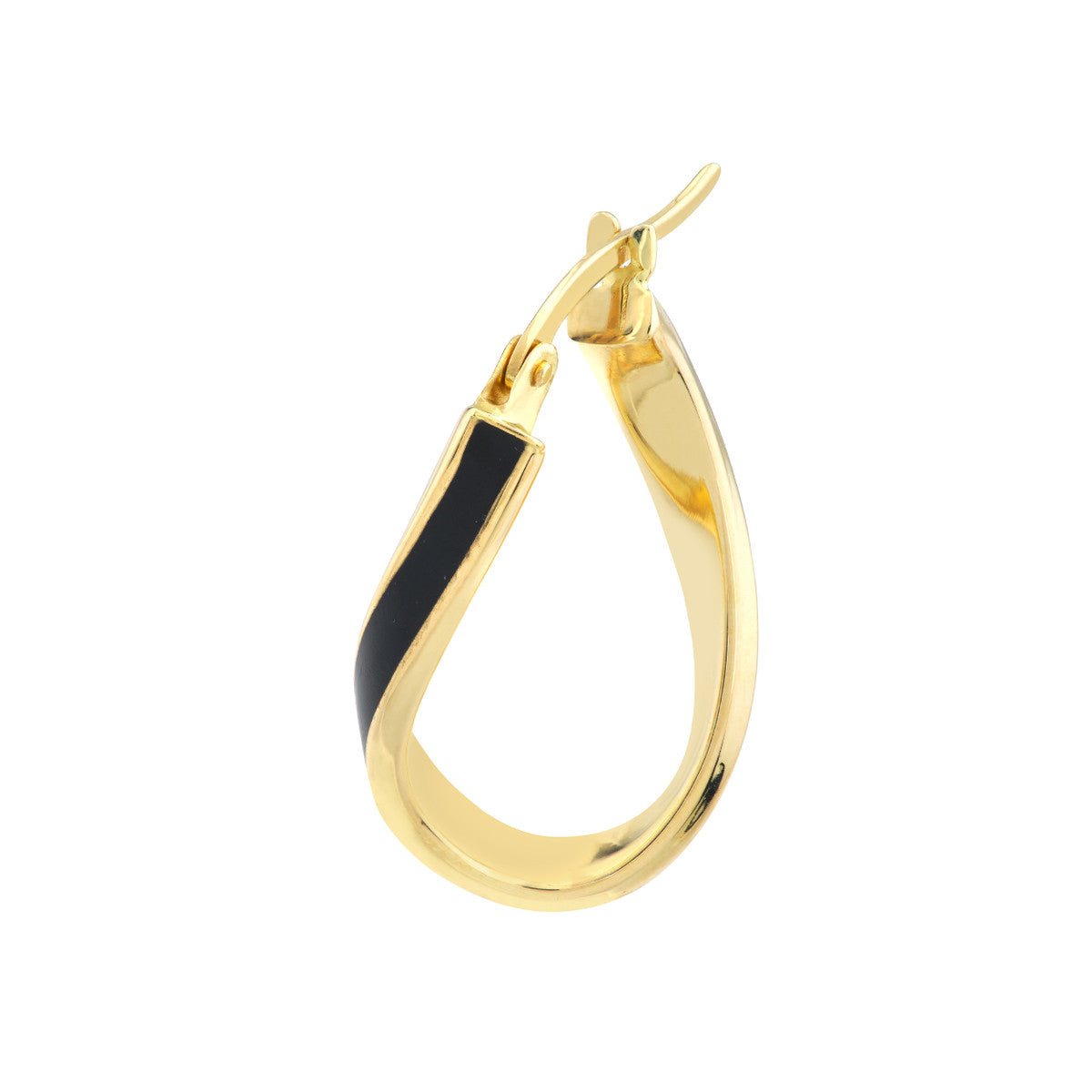 Enamel Oval Twist Hoops 14K Yellow Gold