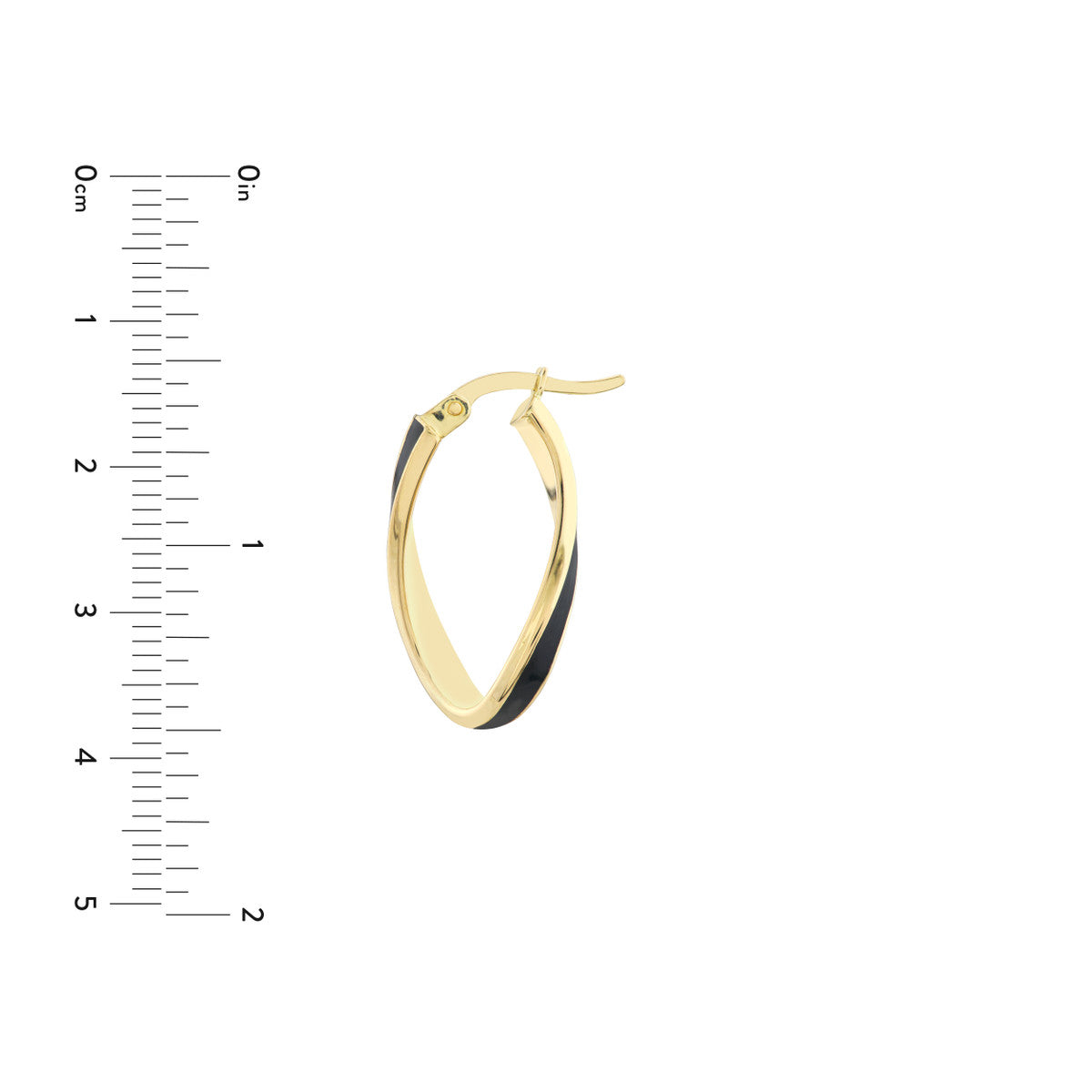 Enamel Oval Twist Hoops 14K Yellow Gold