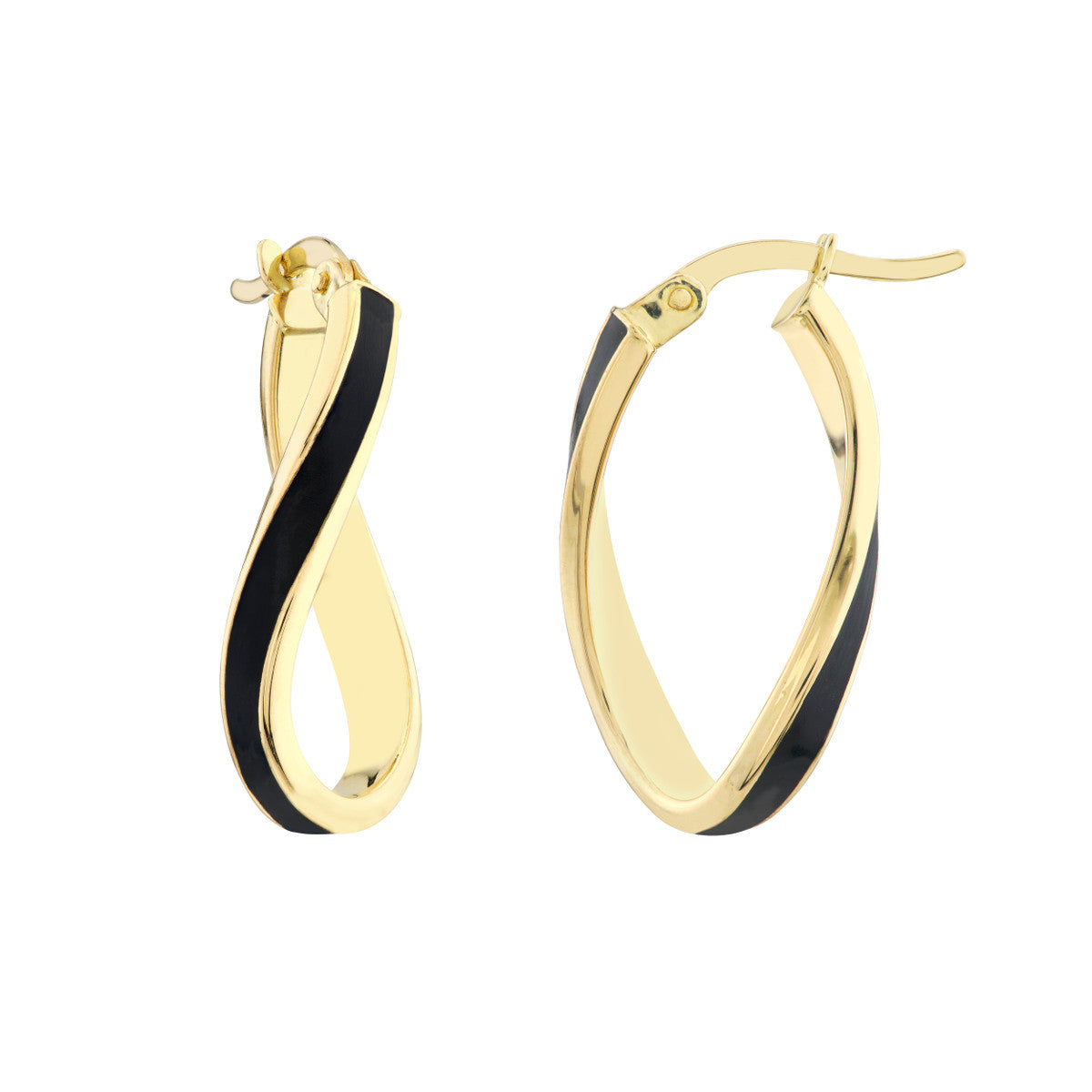 Enamel Oval Twist Hoops 14K Yellow Gold