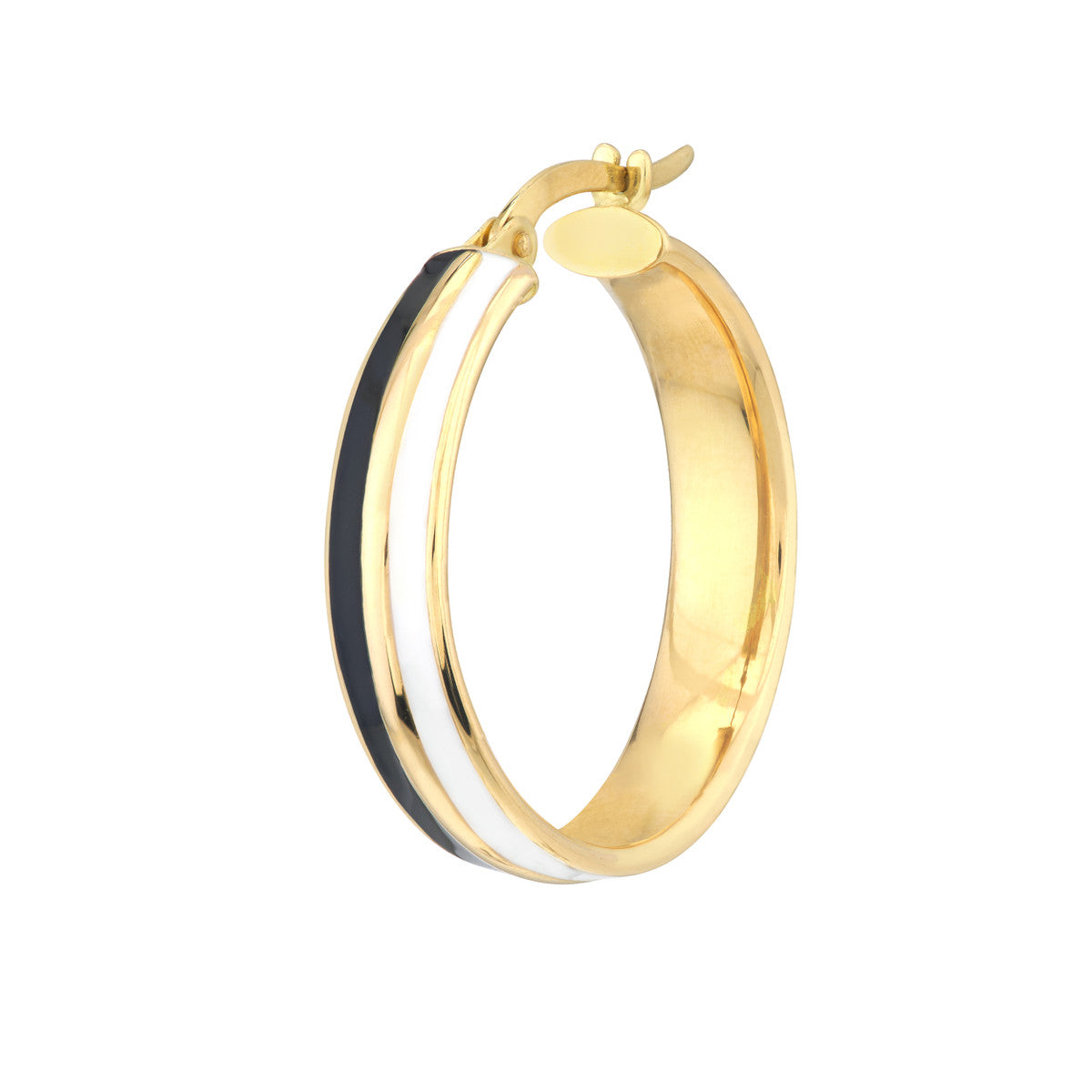 Enamel Round Hoops 14K Yellow Gold