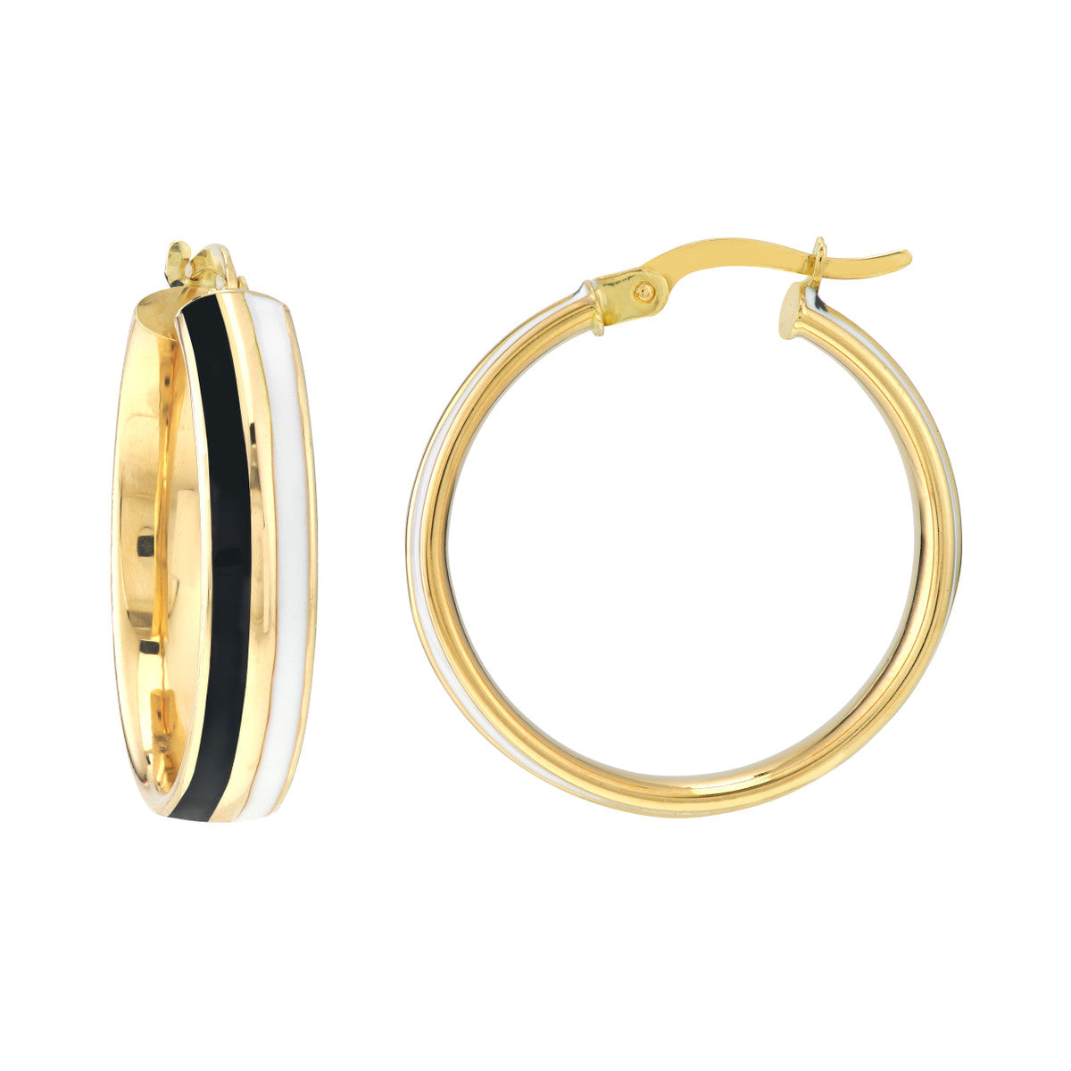 Enamel Round Hoops 14K Yellow Gold