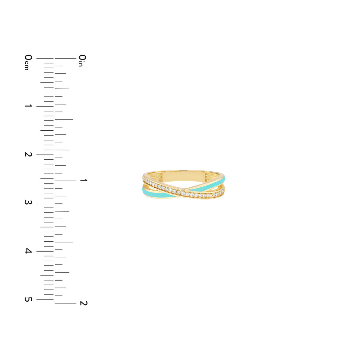 Diamond Enamel X Ring 14K Yellow Gold