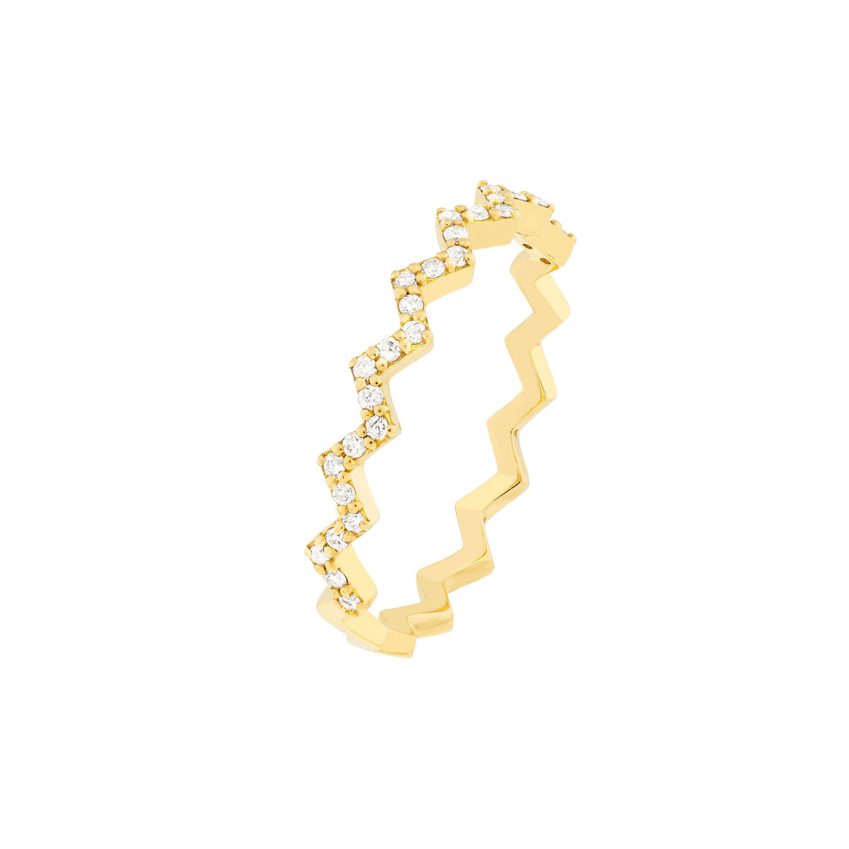 Diamond Polished Zig Zag Ring 14K Yellow Gold
