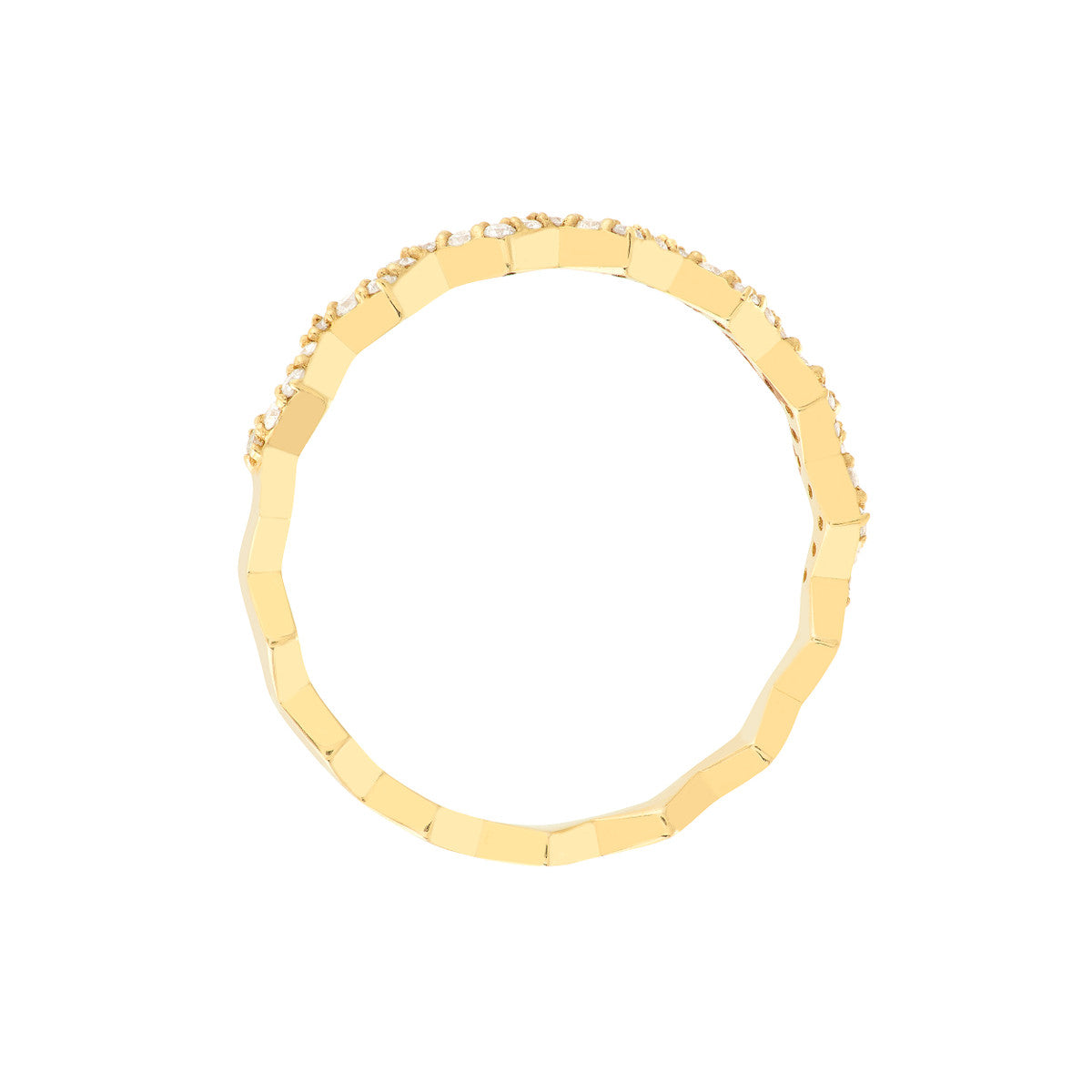 Diamond Polished Zig Zag Ring 14K Yellow Gold