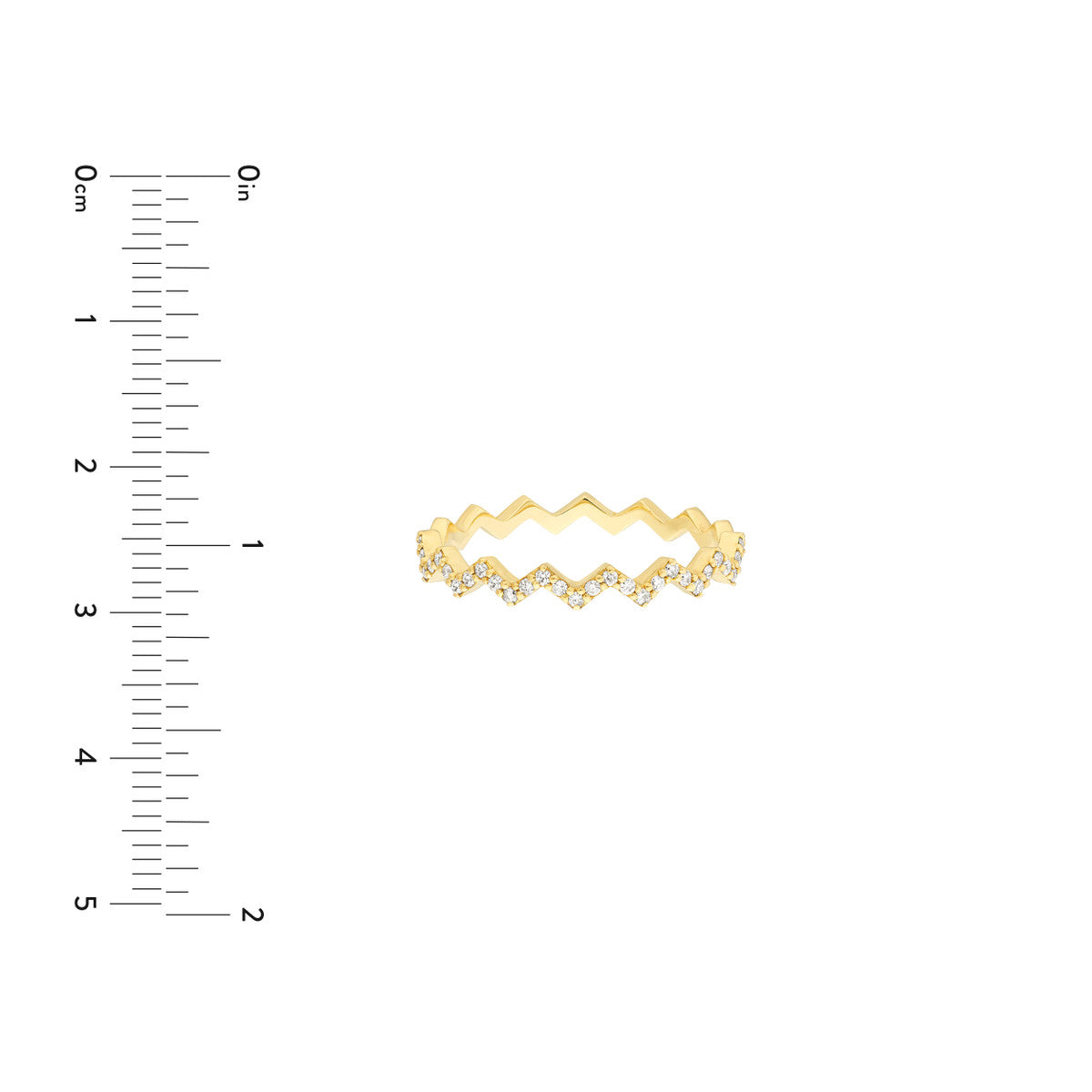 Diamond Polished Zig Zag Ring 14K Yellow Gold