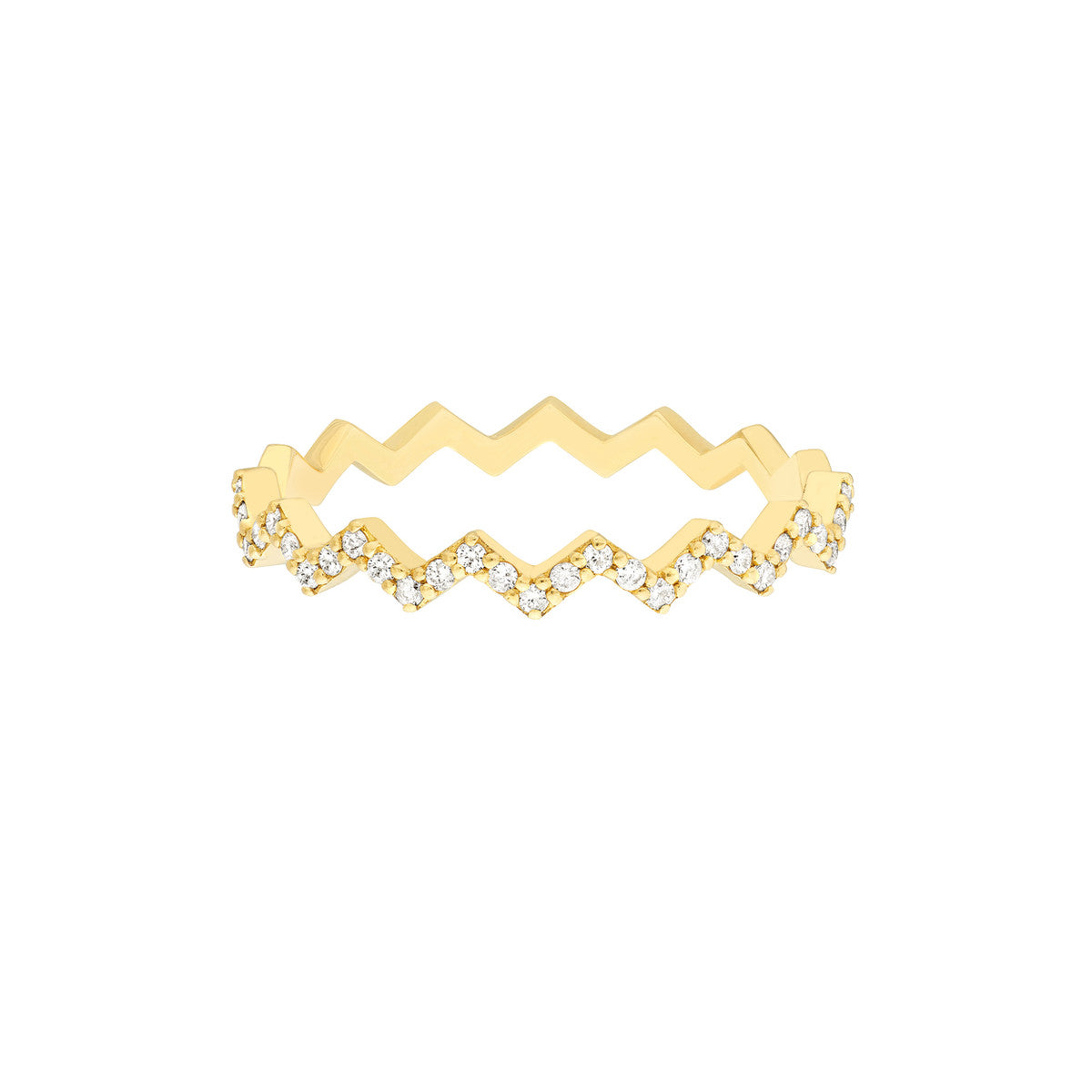 Diamond Polished Zig Zag Ring 14K Yellow Gold