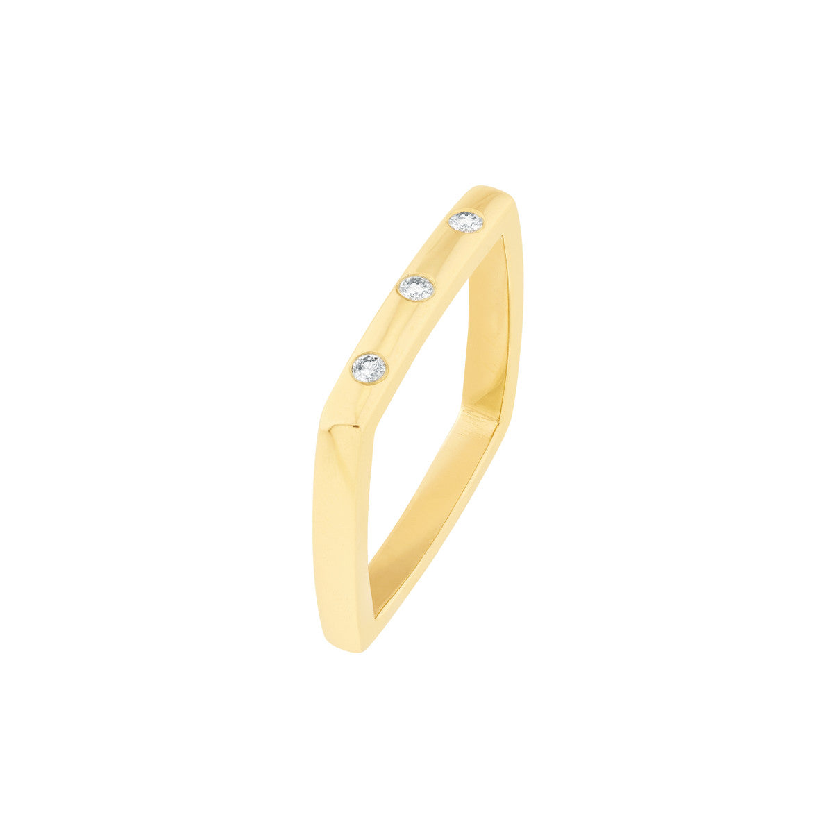 Bold Diamond Square Band Ring 14K Yellow Gold