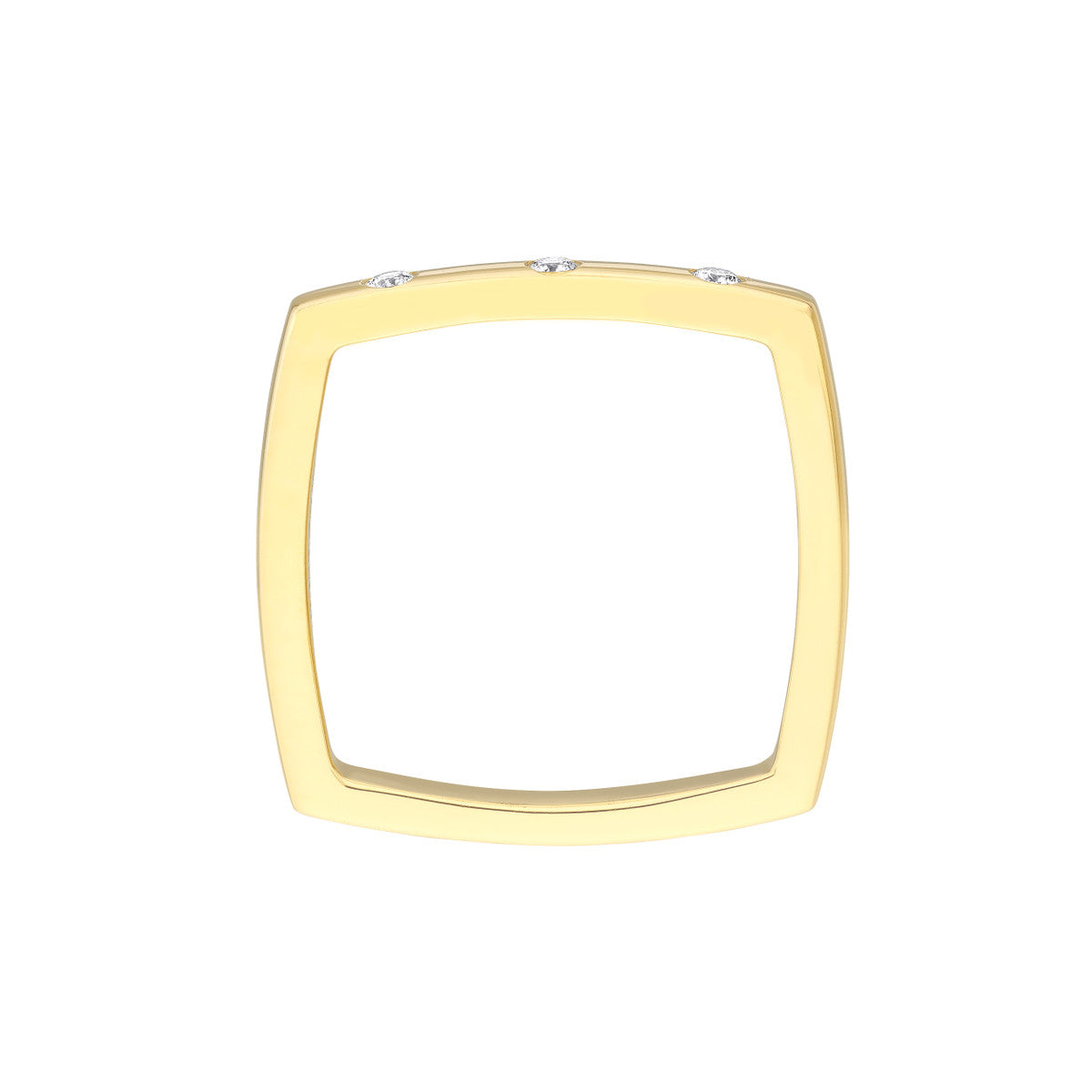 Bold Diamond Square Band Ring 14K Yellow Gold