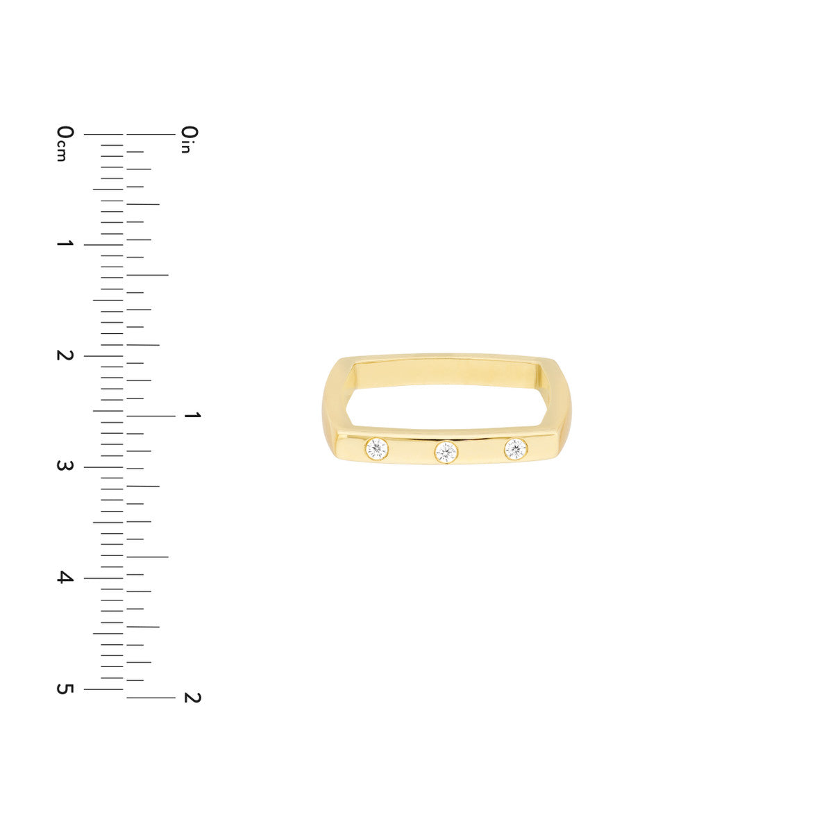 Bold Diamond Square Band Ring 14K Yellow Gold
