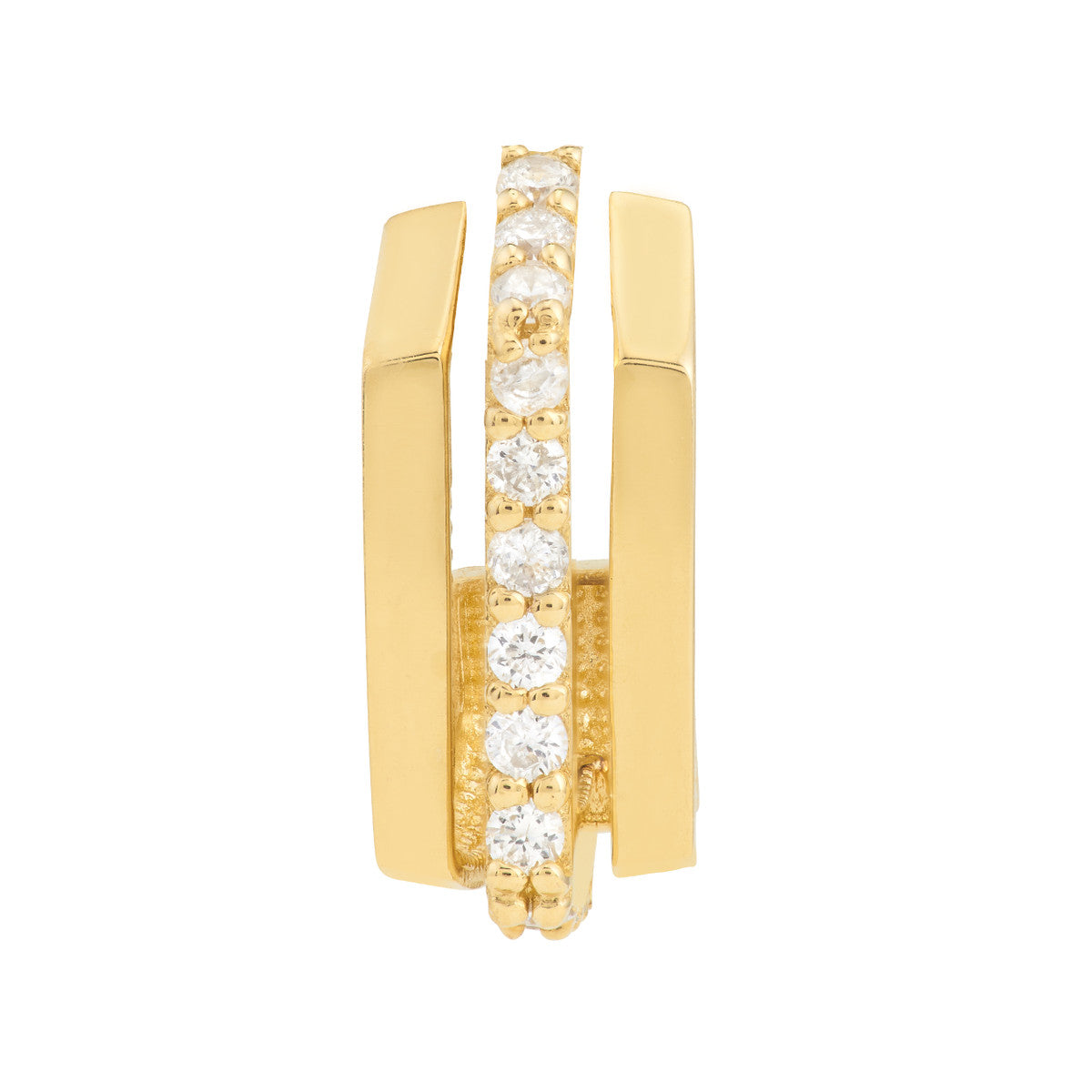 Diamond J Hoop Earrings 14K Yellow Gold
