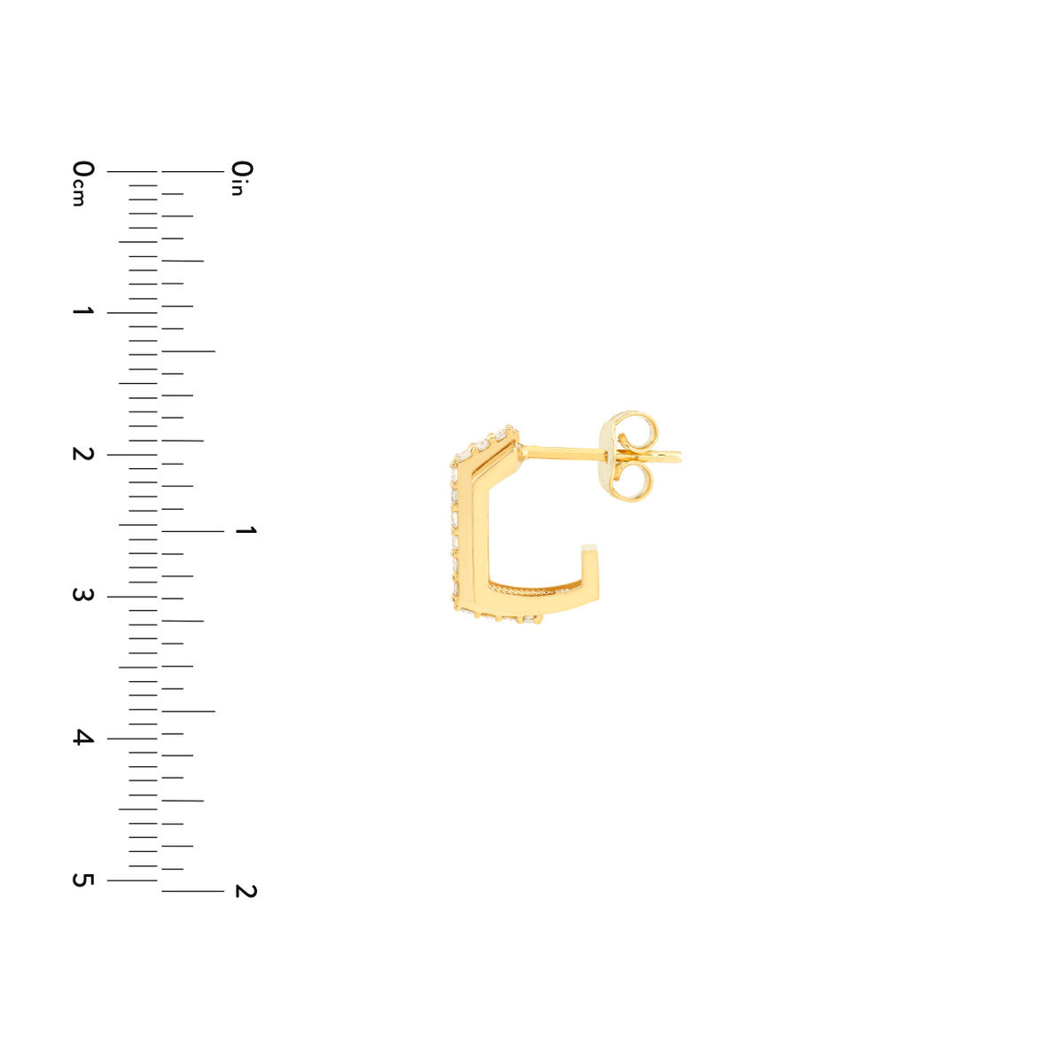 Diamond J Hoop Earrings 14K Yellow Gold