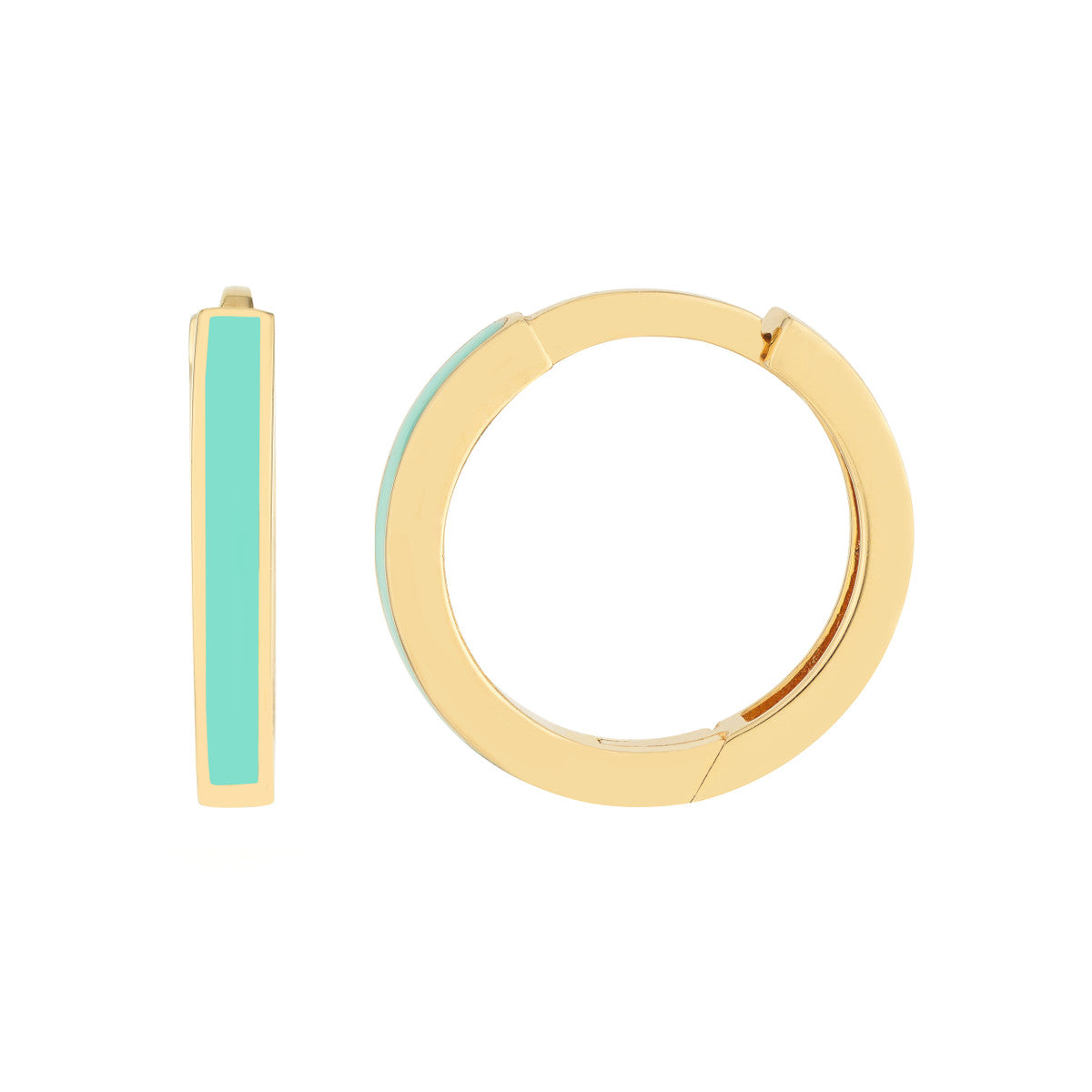 Enamel Huggies 14K Yellow Gold