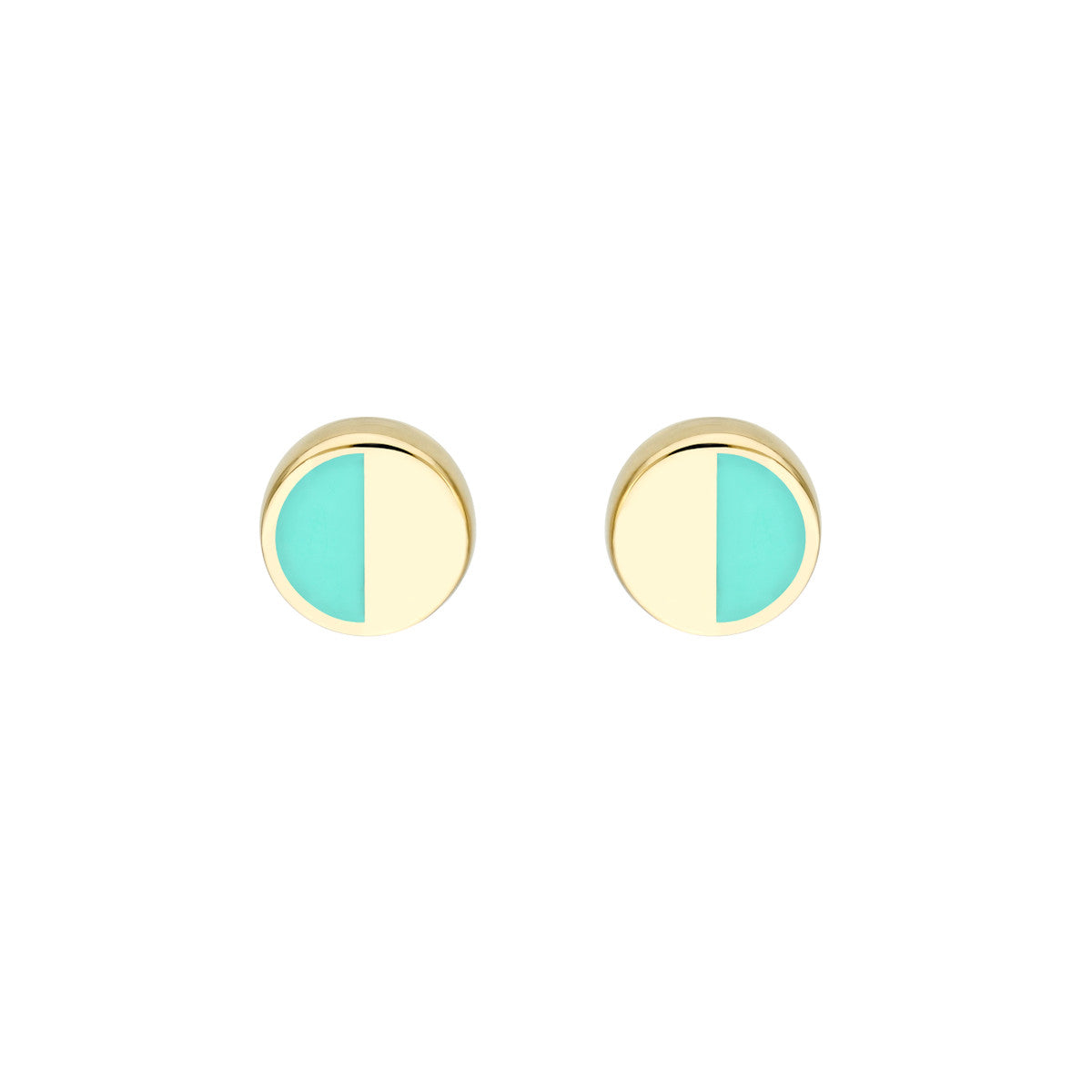 50/50 High Polished Stud Earrings 14K Yellow Gold