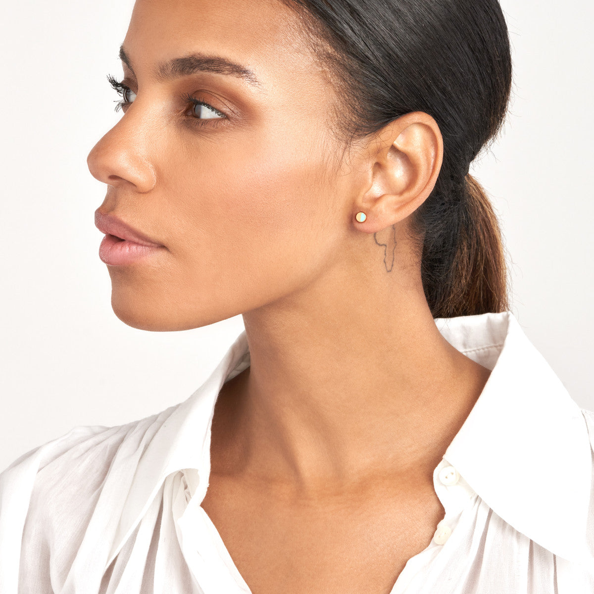 50/50 High Polished Stud Earrings 14K Yellow Gold