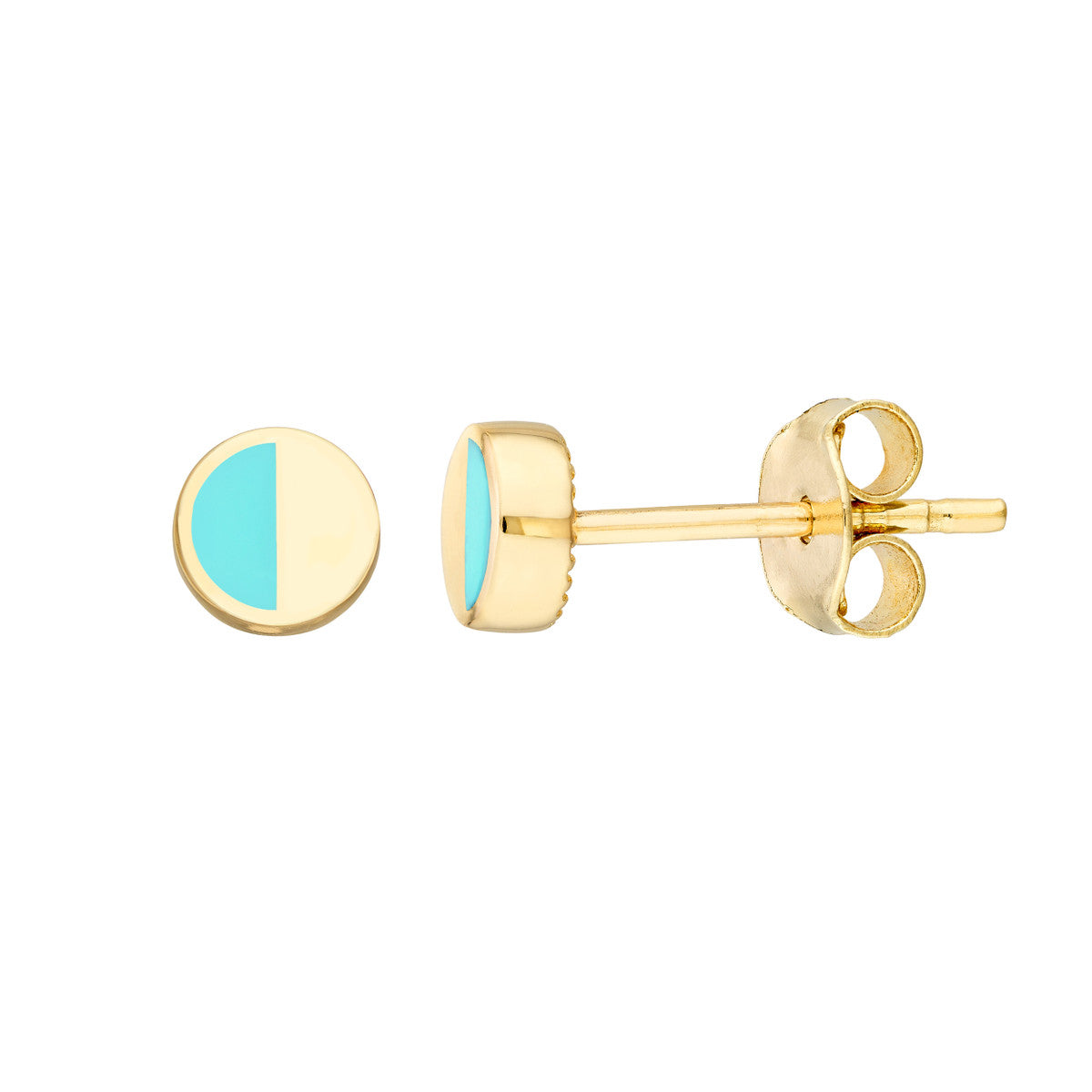 50/50 High Polished Stud Earrings 14K Yellow Gold