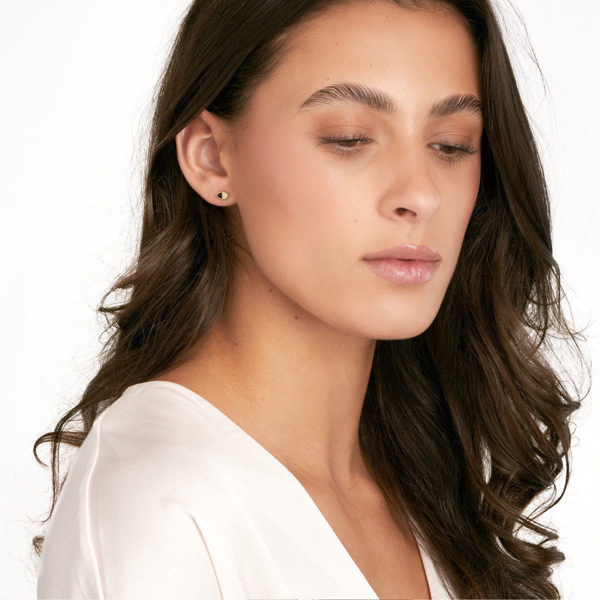 50/50 High Polished Stud Earrings 14K Yellow Gold