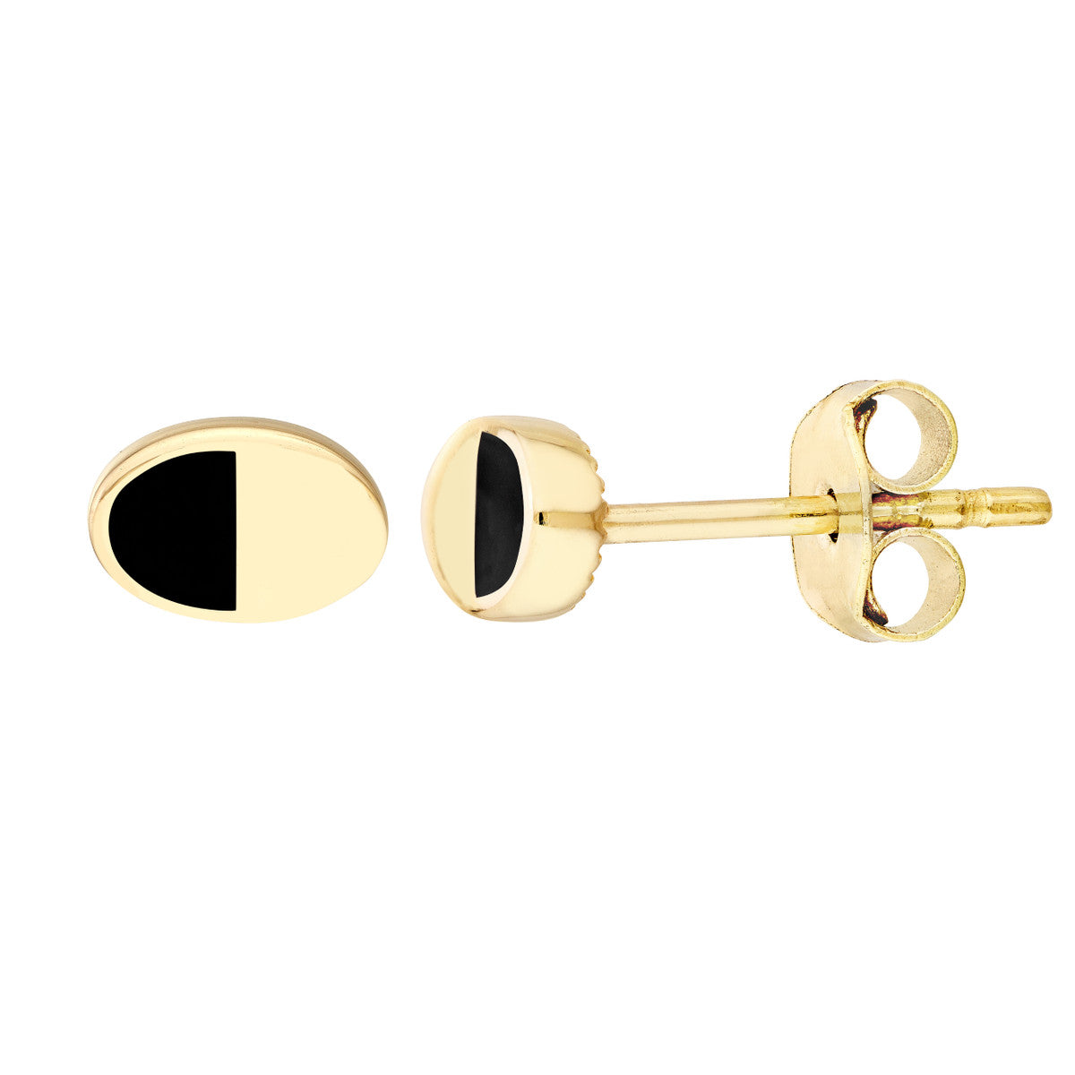 50/50 High Polished Stud Earrings 14K Yellow Gold