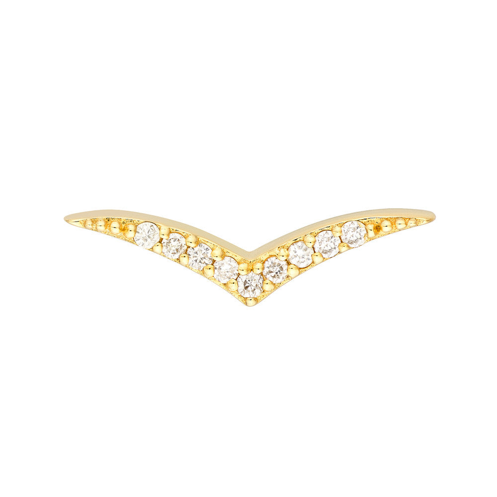 Diamond Wing Micro Stud Earrings 14K Yellow Gold