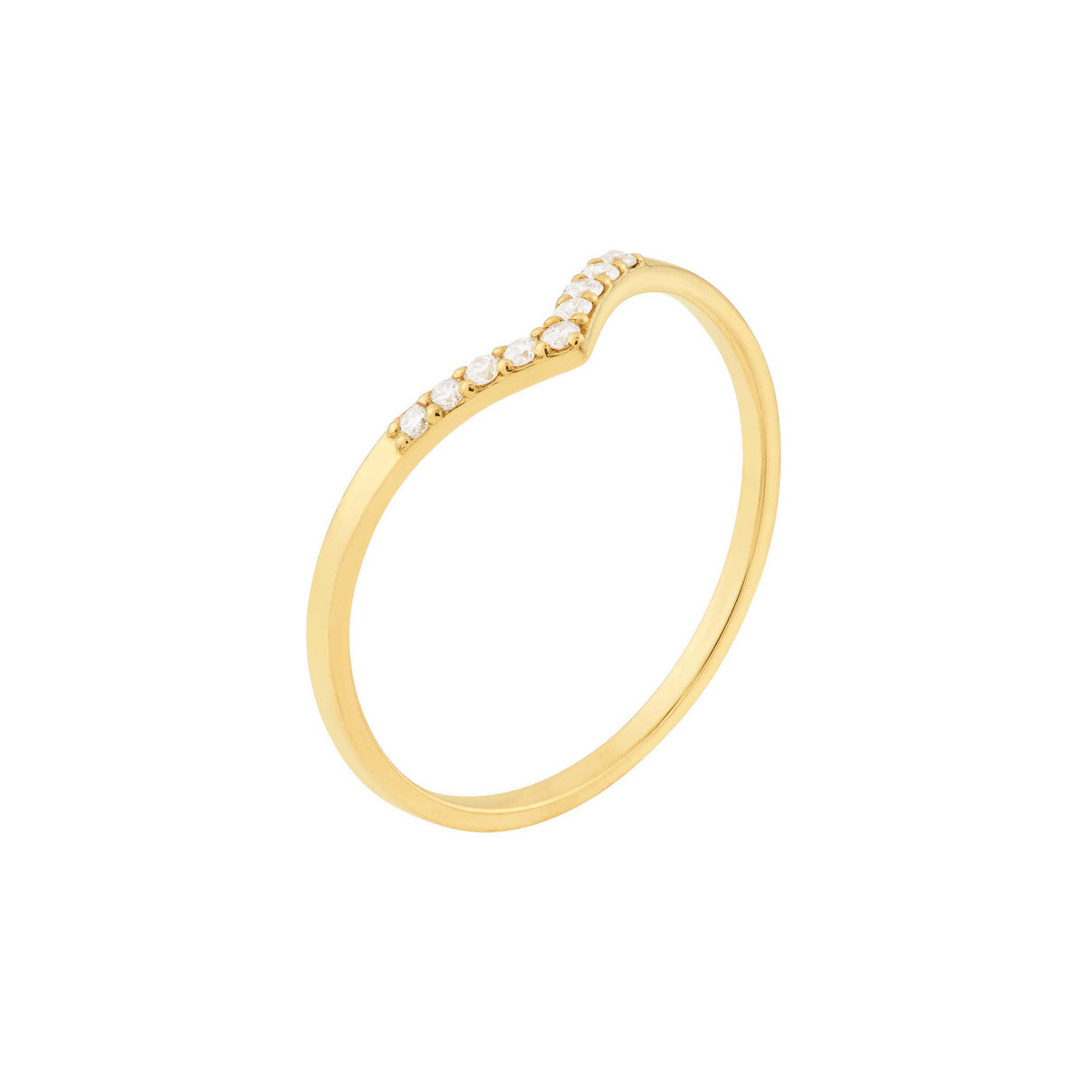 Diamond Chevron Ring 14K Yellow Gold