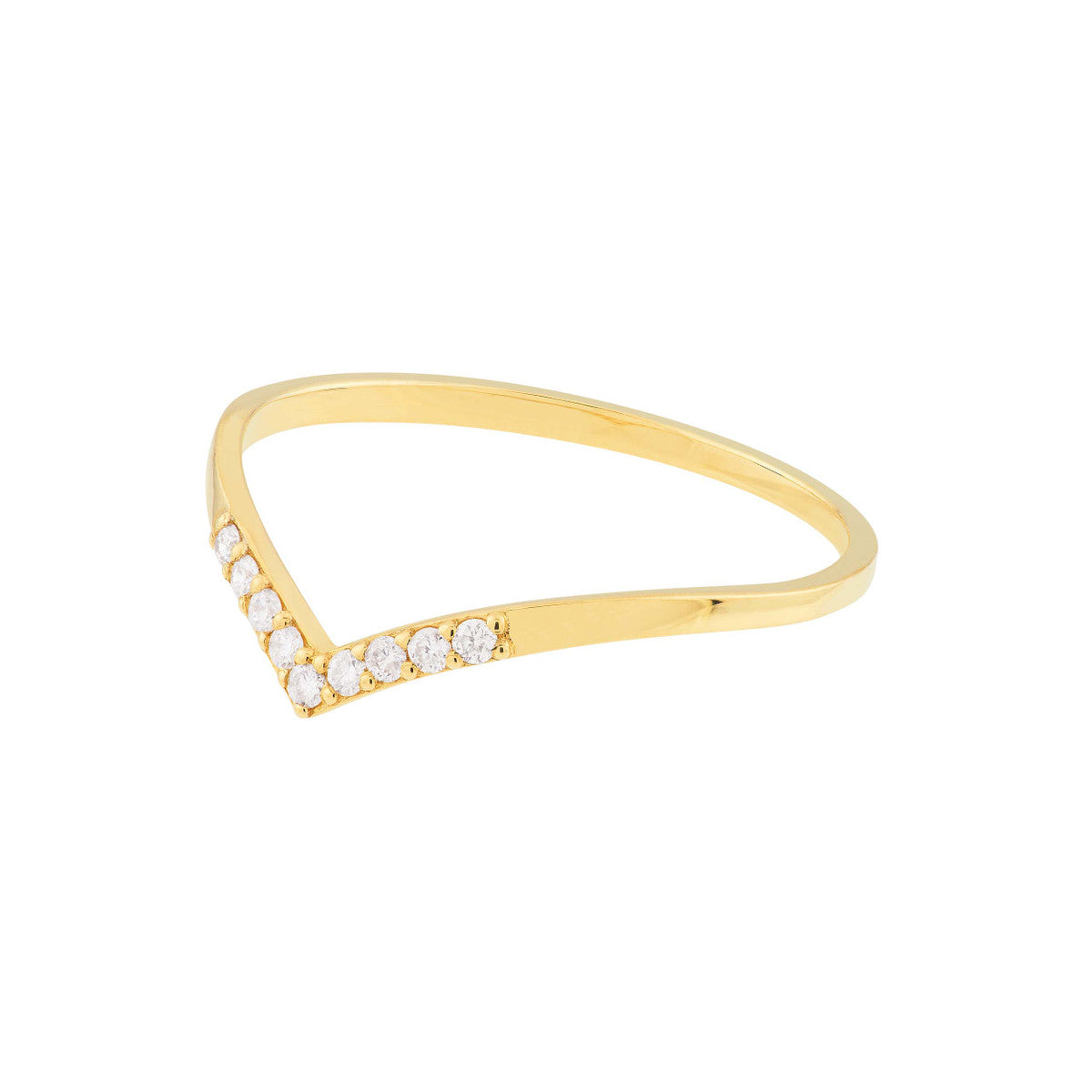Diamond Chevron Ring 14K Yellow Gold