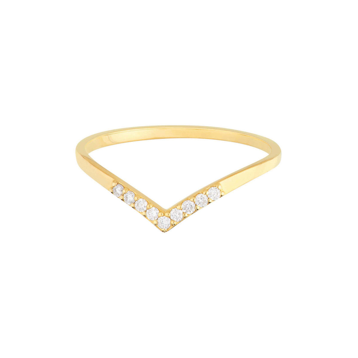 Diamond Chevron Ring 14K Yellow Gold