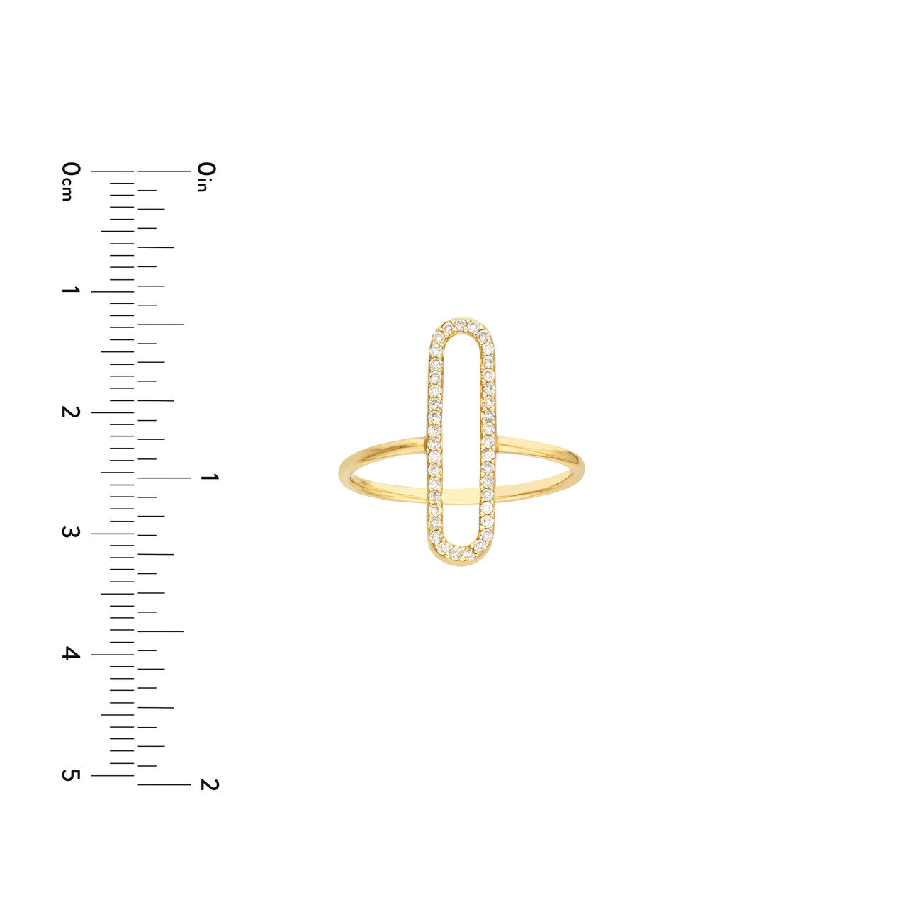 Diamond Paper Clip Frame Ring 14K Yellow Gold