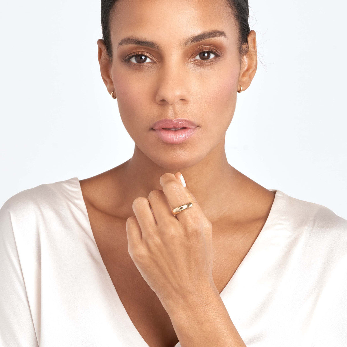 Domed Puff Ring 14K Yellow or White Gold