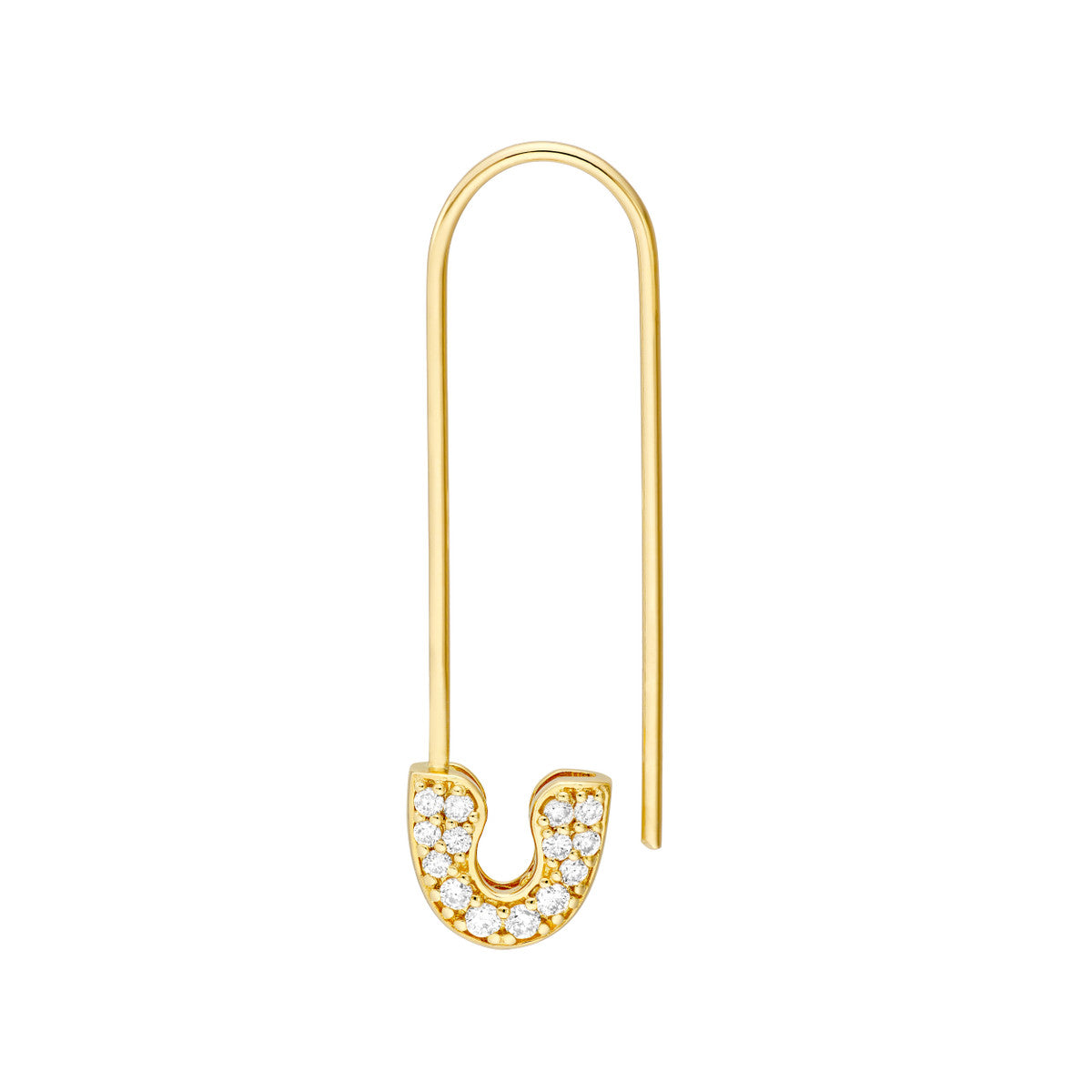 Diamond Safety Pin Threader Earrings 14K Yellow Gold