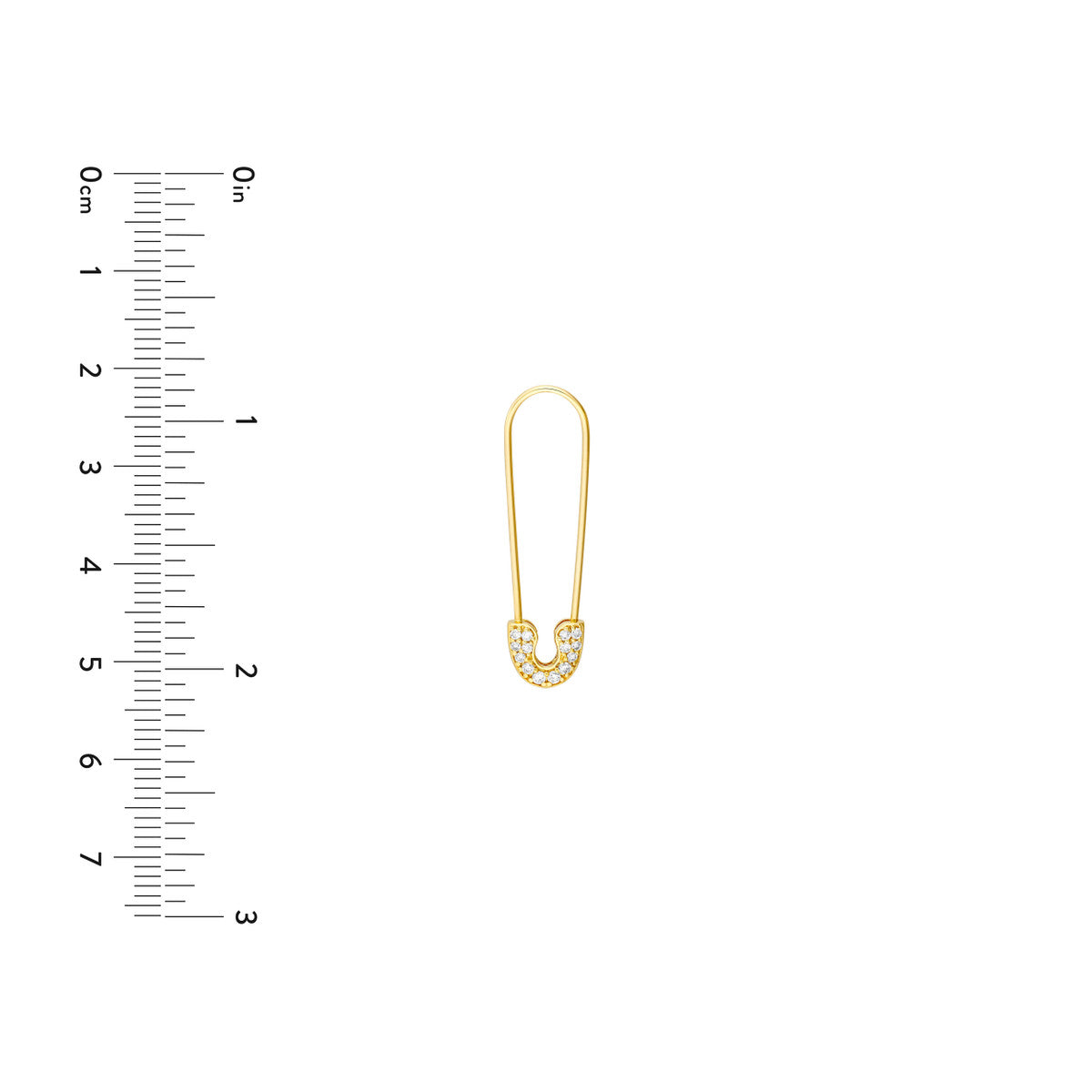 Diamond Safety Pin Threader Earrings 14K Yellow Gold