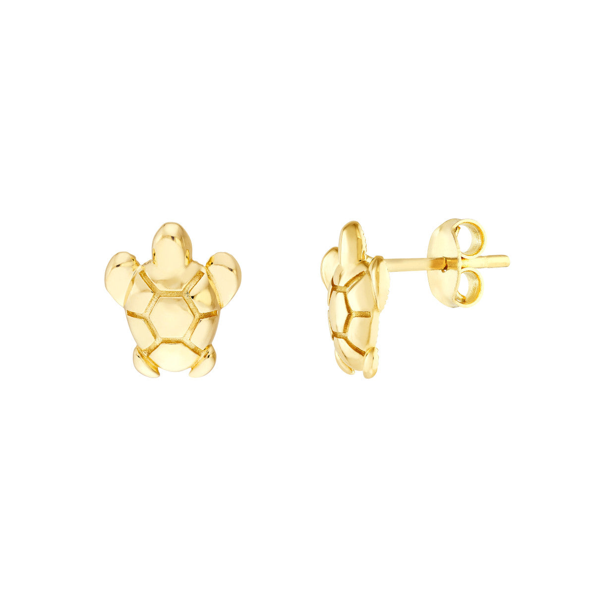 Sea Turtle Micro Stud Earrings 14K Yellow Gold