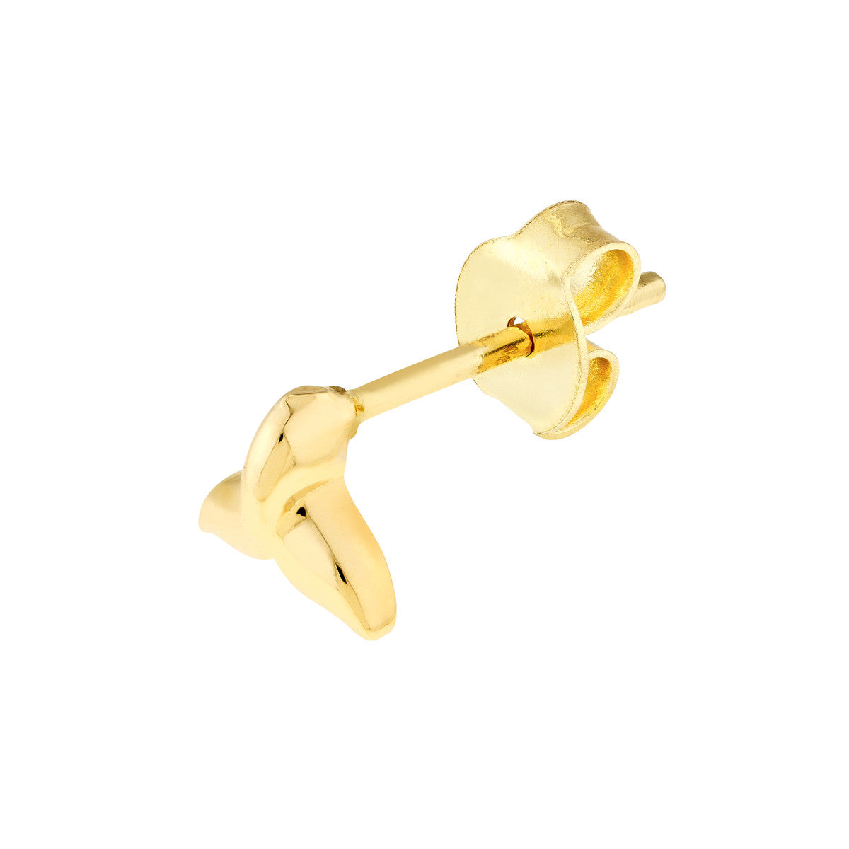 Whale Tail Micro Stud Earrings 14K Yellow Gold