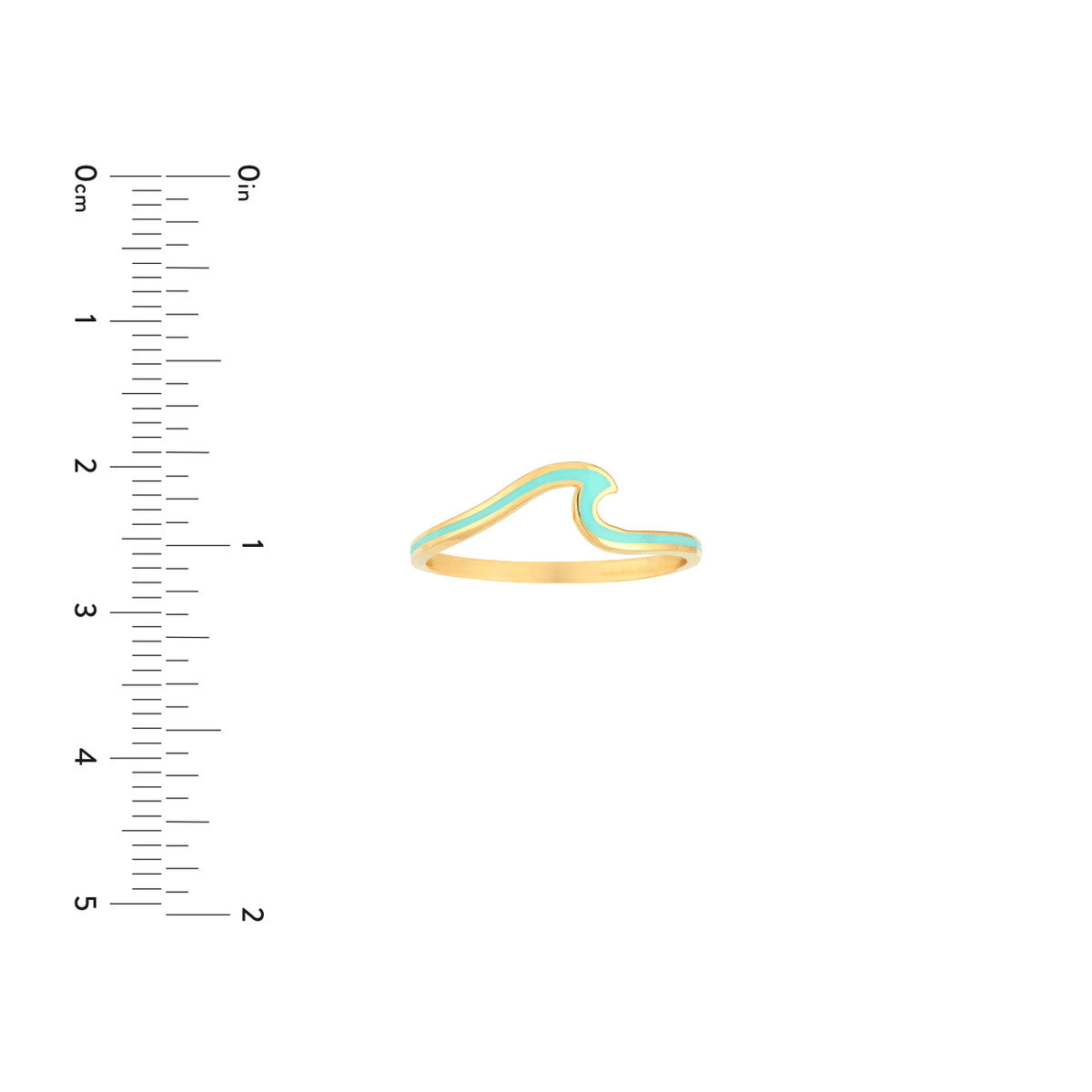 Lt.Turquoise Enamel Wave Ring 14K Yellow Gold