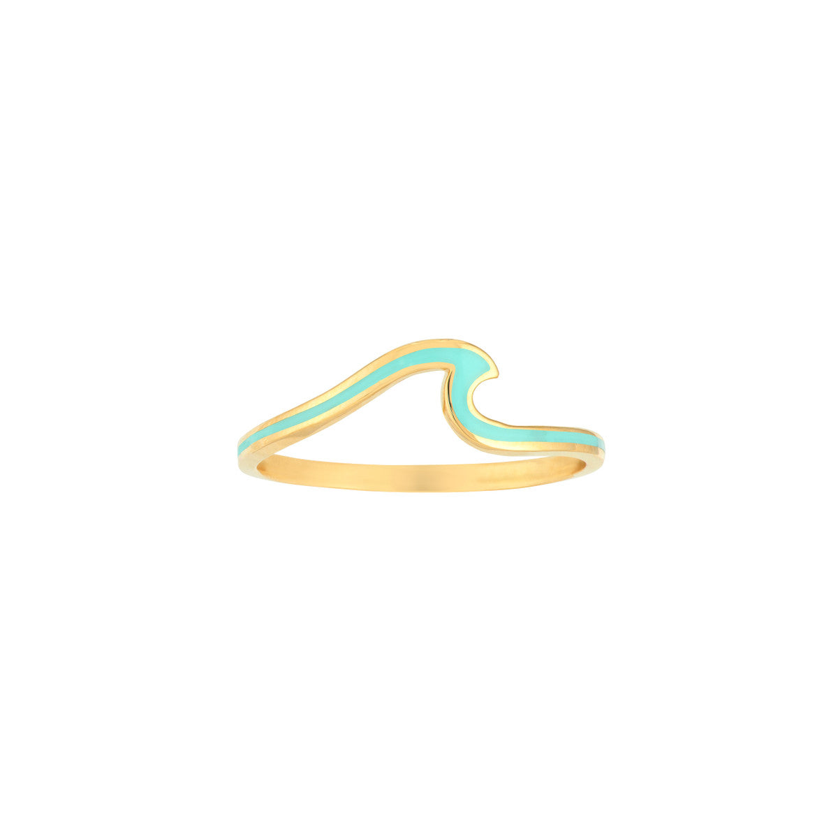Lt.Turquoise Enamel Wave Ring 14K Yellow Gold