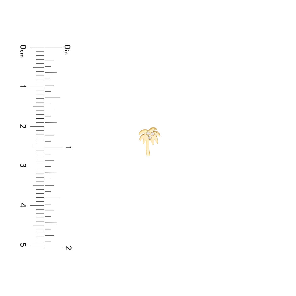 Diamond Palm Tree Stud Earrings 14K Yellow Gold